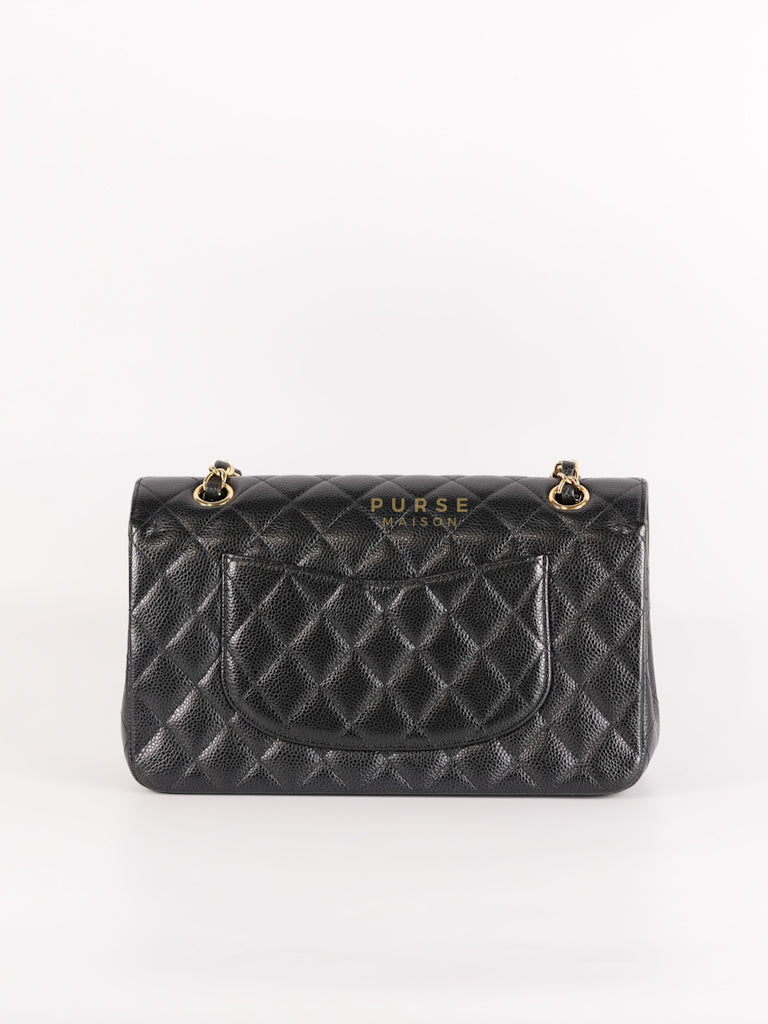 Classic Double Flap Medium in Black Caviar Leather Gold Hardware (Microchip) | Purse Maison Luxury Bags Shop