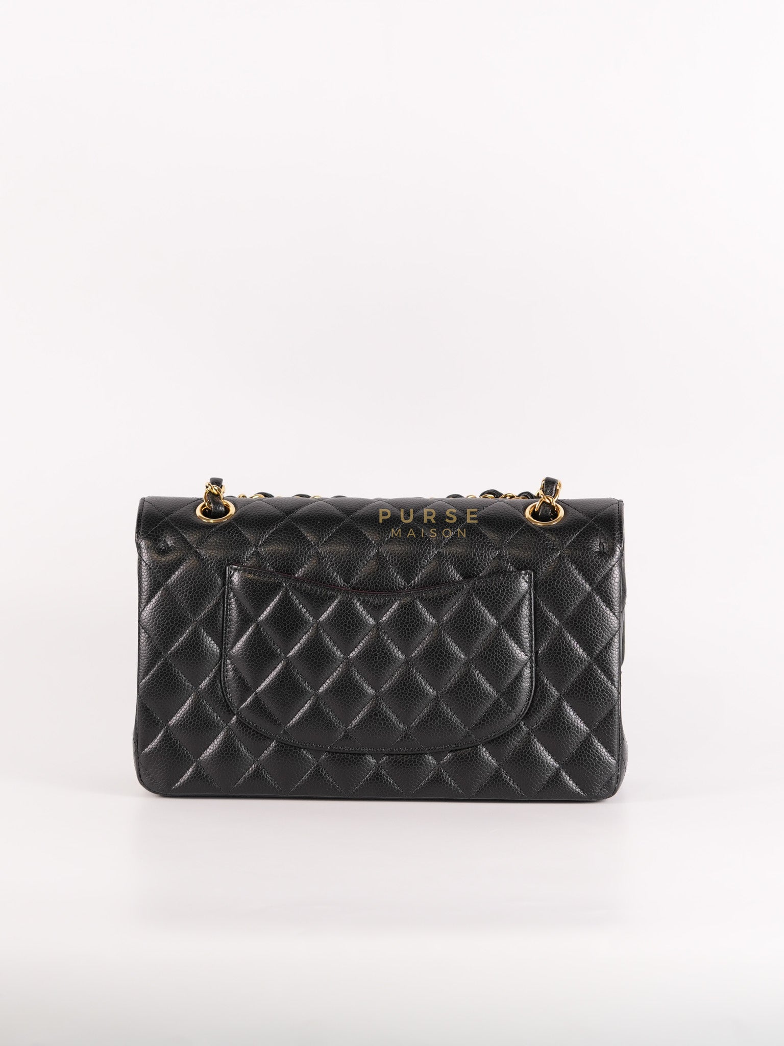 Classic Double Flap Medium in Black Caviar Leather Gold Hardware (Microchip) | Purse Maison Luxury Bags Shop