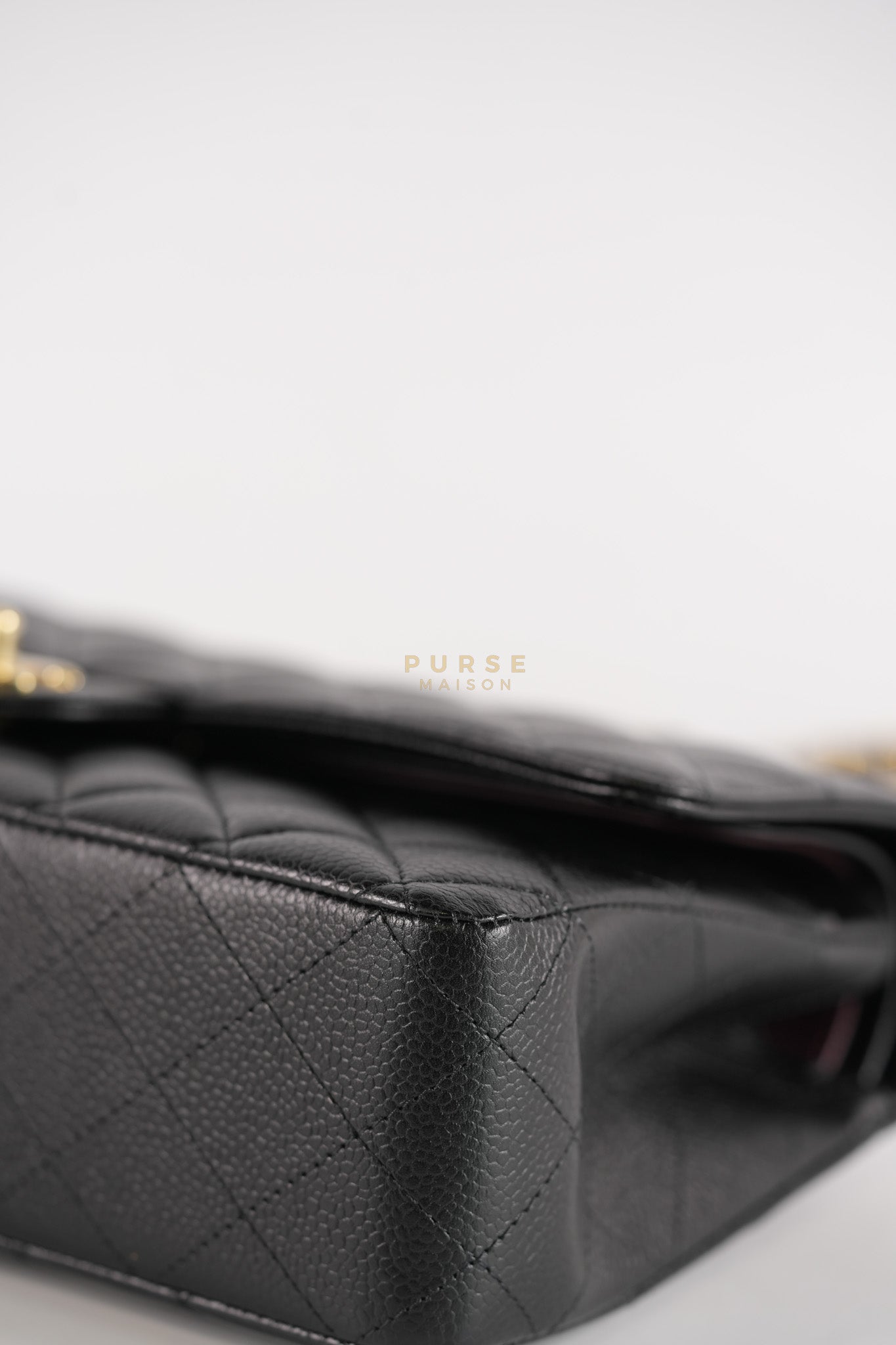 Classic Double Flap Medium in Black Caviar Leather Gold Hardware (Microchip) | Purse Maison Luxury Bags Shop