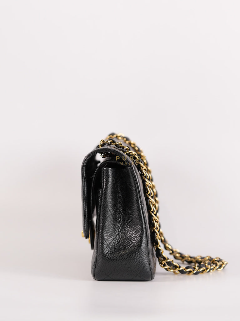 Classic Double Flap Medium in Black Caviar Leather Gold Hardware (Microchip) | Purse Maison Luxury Bags Shop