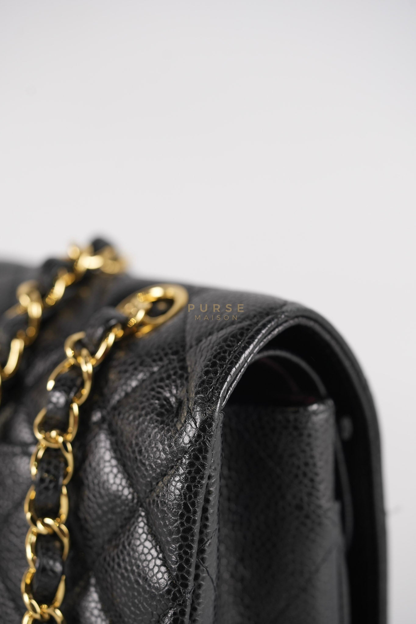 Classic Double Flap Medium in Black Caviar Leather Gold Hardware (Series 15) | Purse Maison Luxury Bags Shop