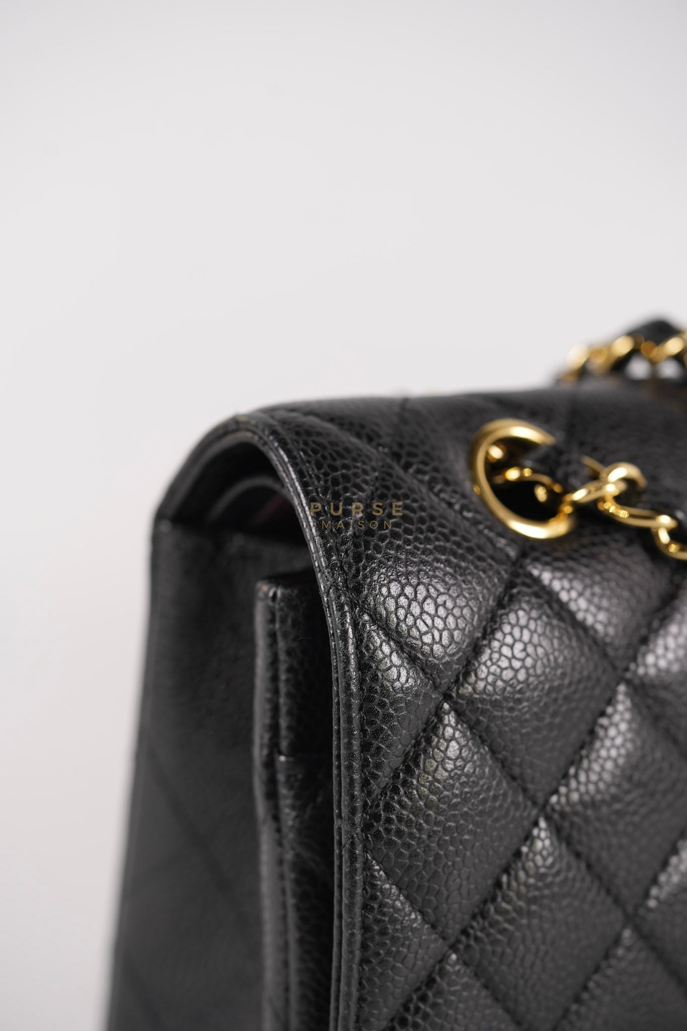 Classic Double Flap Medium in Black Caviar Leather Gold Hardware (Series 15) | Purse Maison Luxury Bags Shop