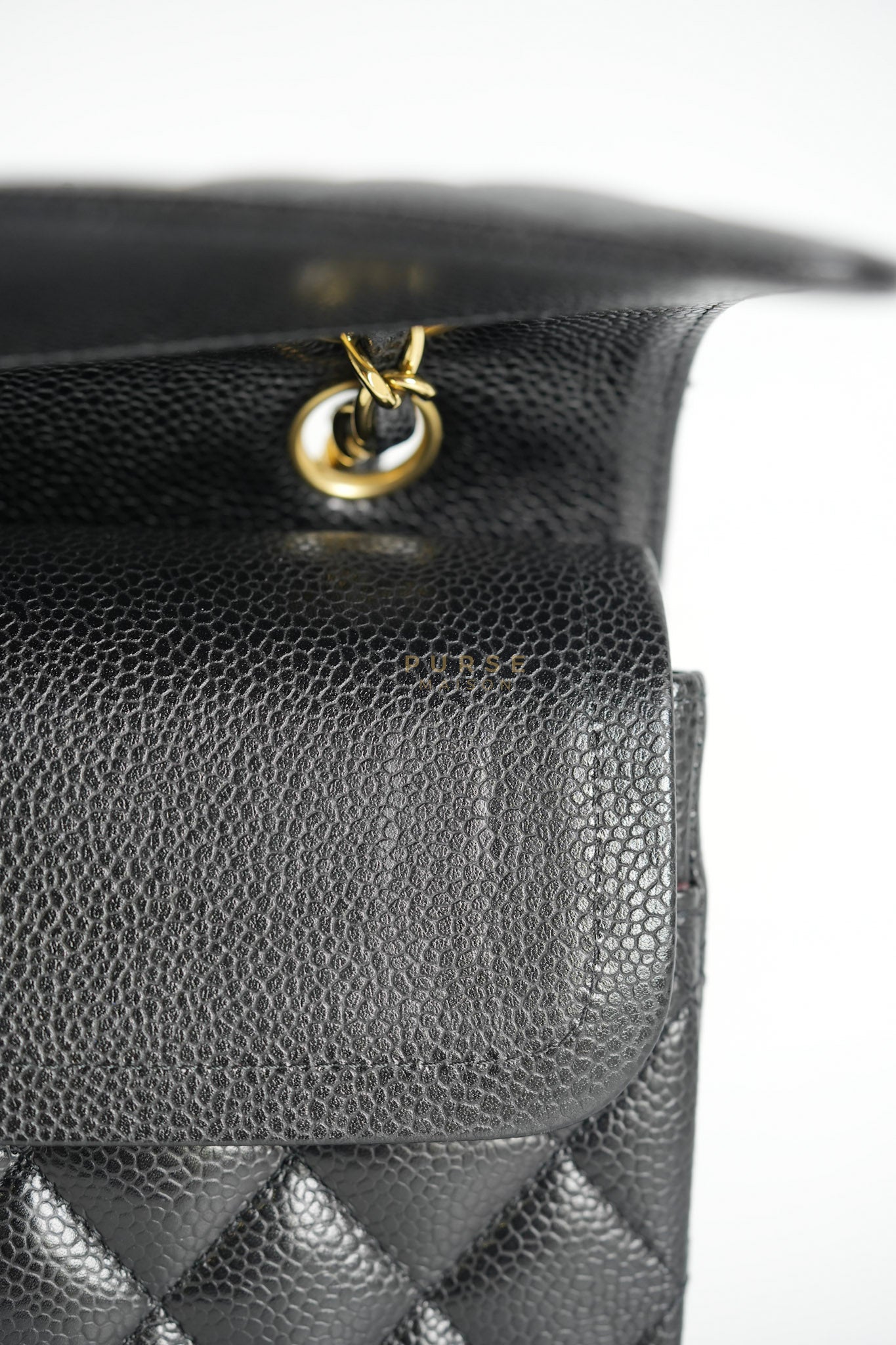 Classic Double Flap Medium in Black Caviar Leather Gold Hardware (Series 15) | Purse Maison Luxury Bags Shop