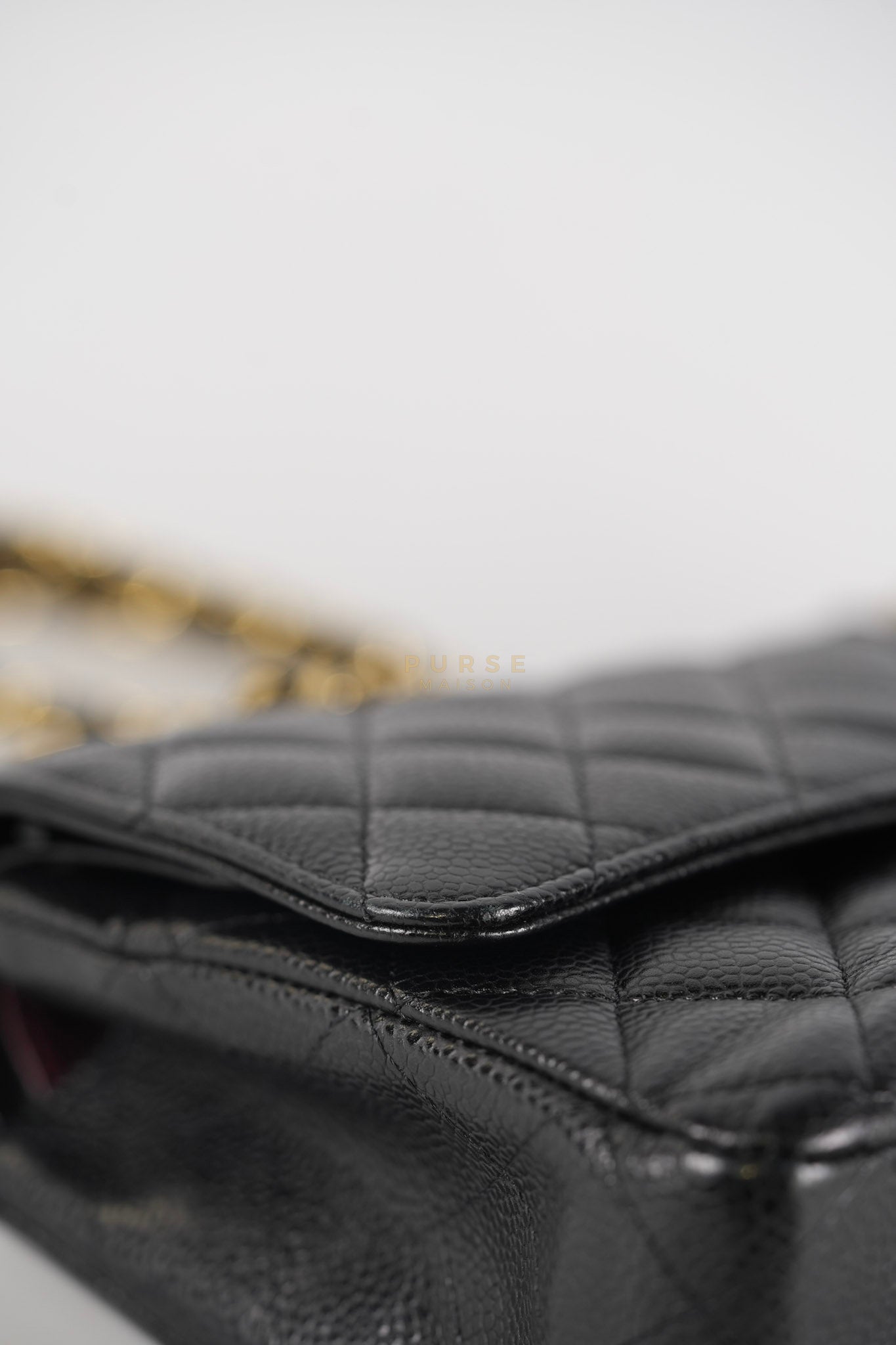 Classic Double Flap Medium in Black Caviar Leather Gold Hardware (Series 15) | Purse Maison Luxury Bags Shop