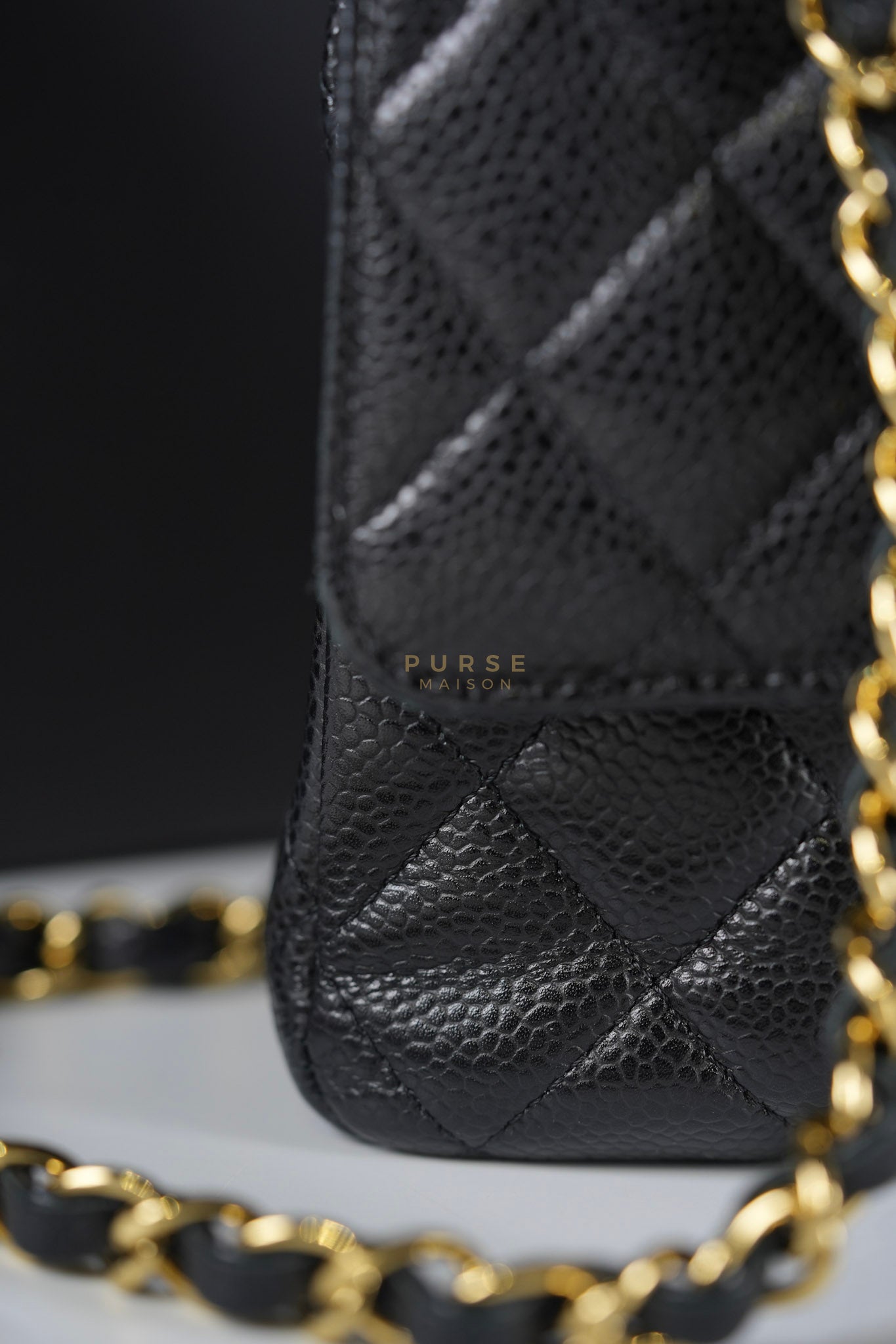Classic Double Flap Medium in Black Caviar Leather Gold Hardware (Series 15) | Purse Maison Luxury Bags Shop