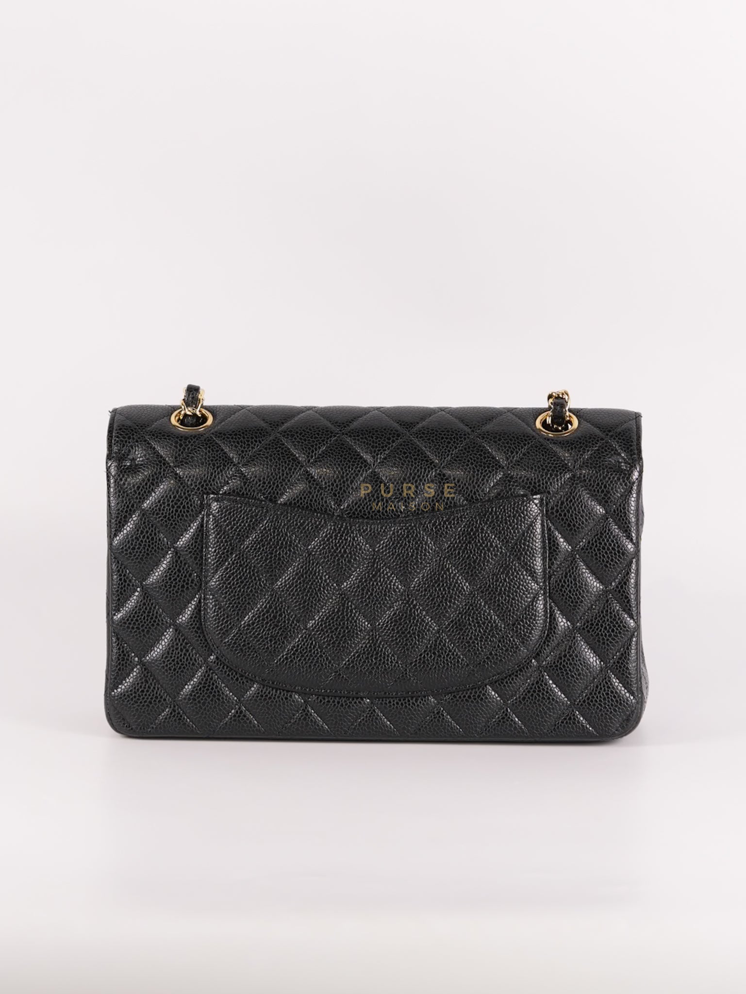 Classic Double Flap Medium in Black Caviar Leather Gold Hardware (Series 15) | Purse Maison Luxury Bags Shop