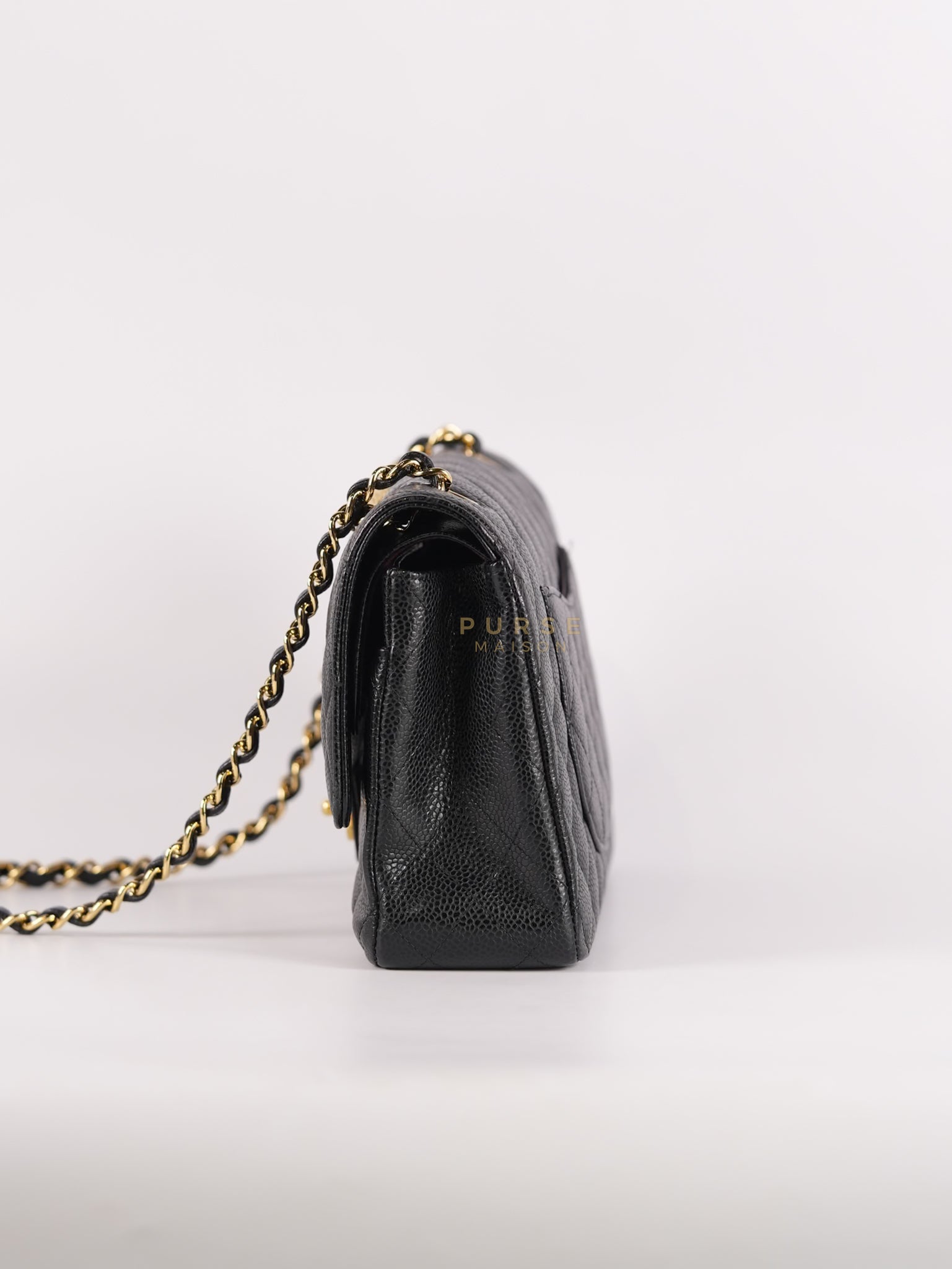 Classic Double Flap Medium in Black Caviar Leather Gold Hardware (Series 15) | Purse Maison Luxury Bags Shop