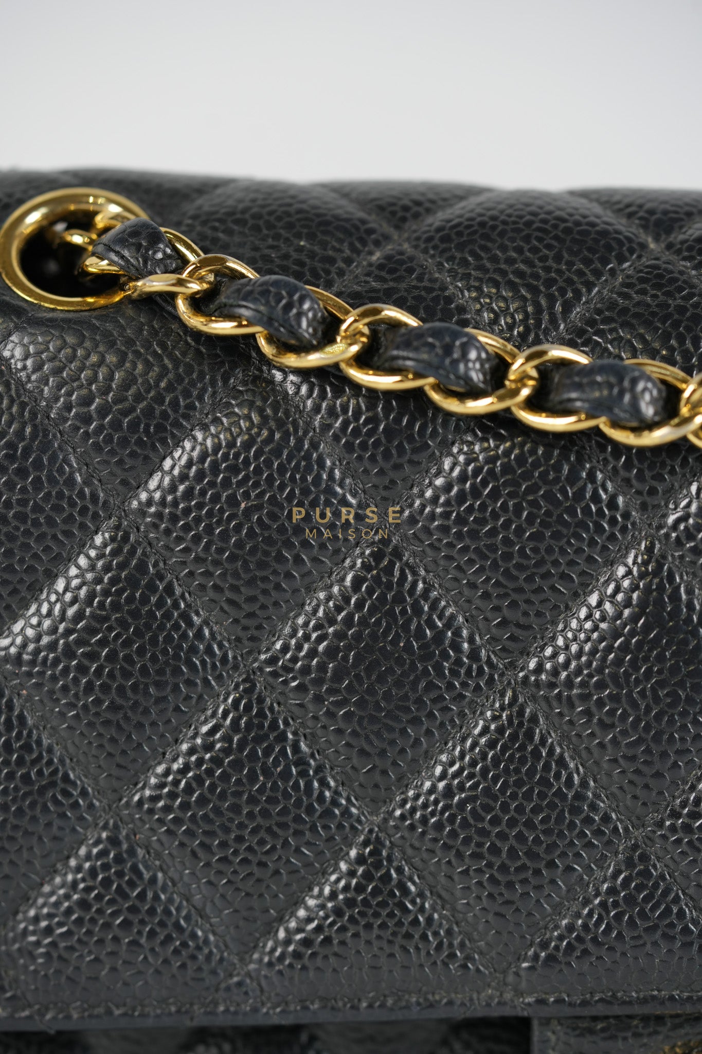 Classic Double Flap Medium in Black Caviar Leather & Gold Hardware Series 18 | Purse Maison Luxury Bags Shop
