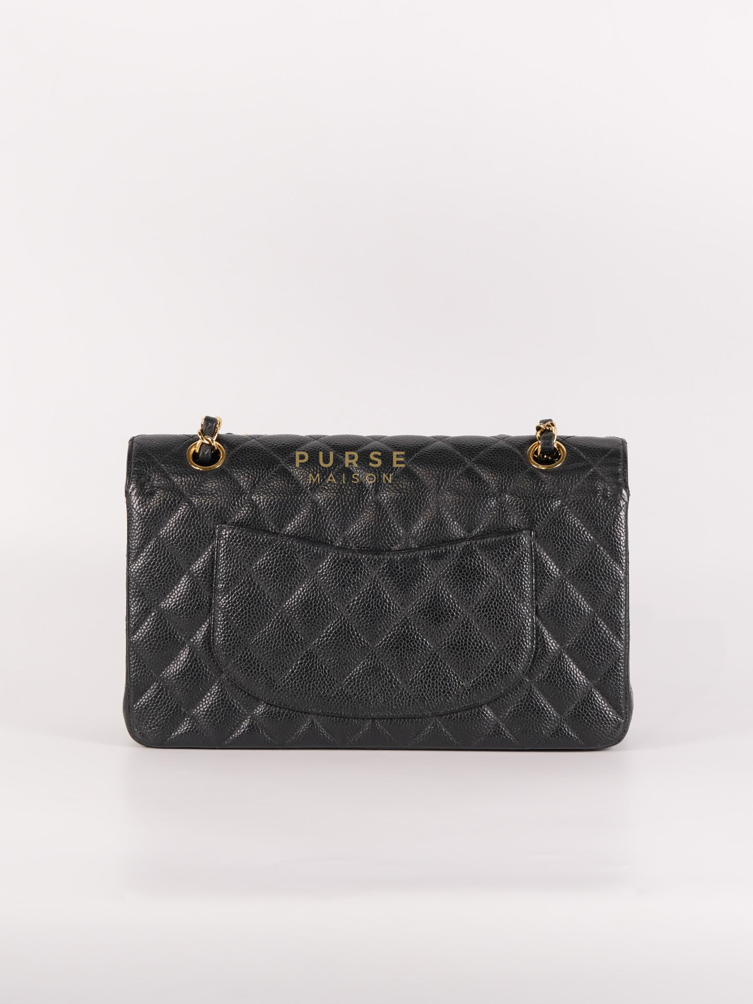Classic Double Flap Medium in Black Caviar Leather & Gold Hardware Series 18 | Purse Maison Luxury Bags Shop