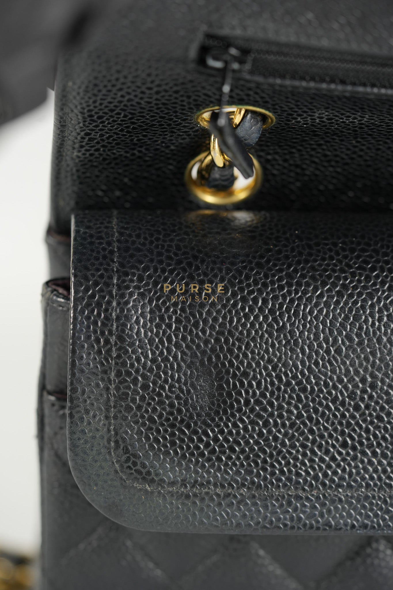 Classic Double Flap Medium in Black Caviar Leather & Gold Hardware Series 18 | Purse Maison Luxury Bags Shop