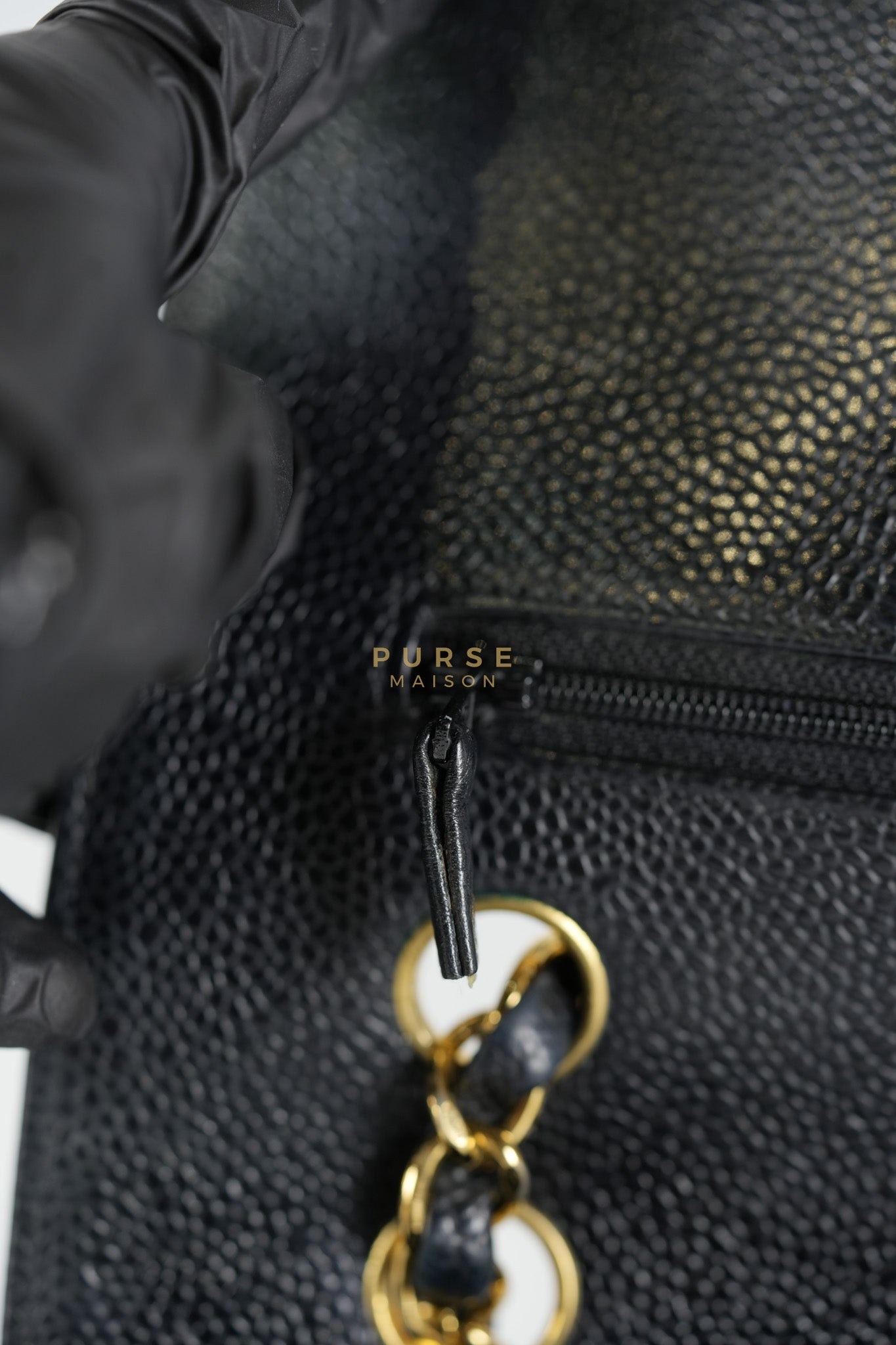 Classic Double Flap Medium in Black Caviar Leather & Gold Hardware Series 18 | Purse Maison Luxury Bags Shop