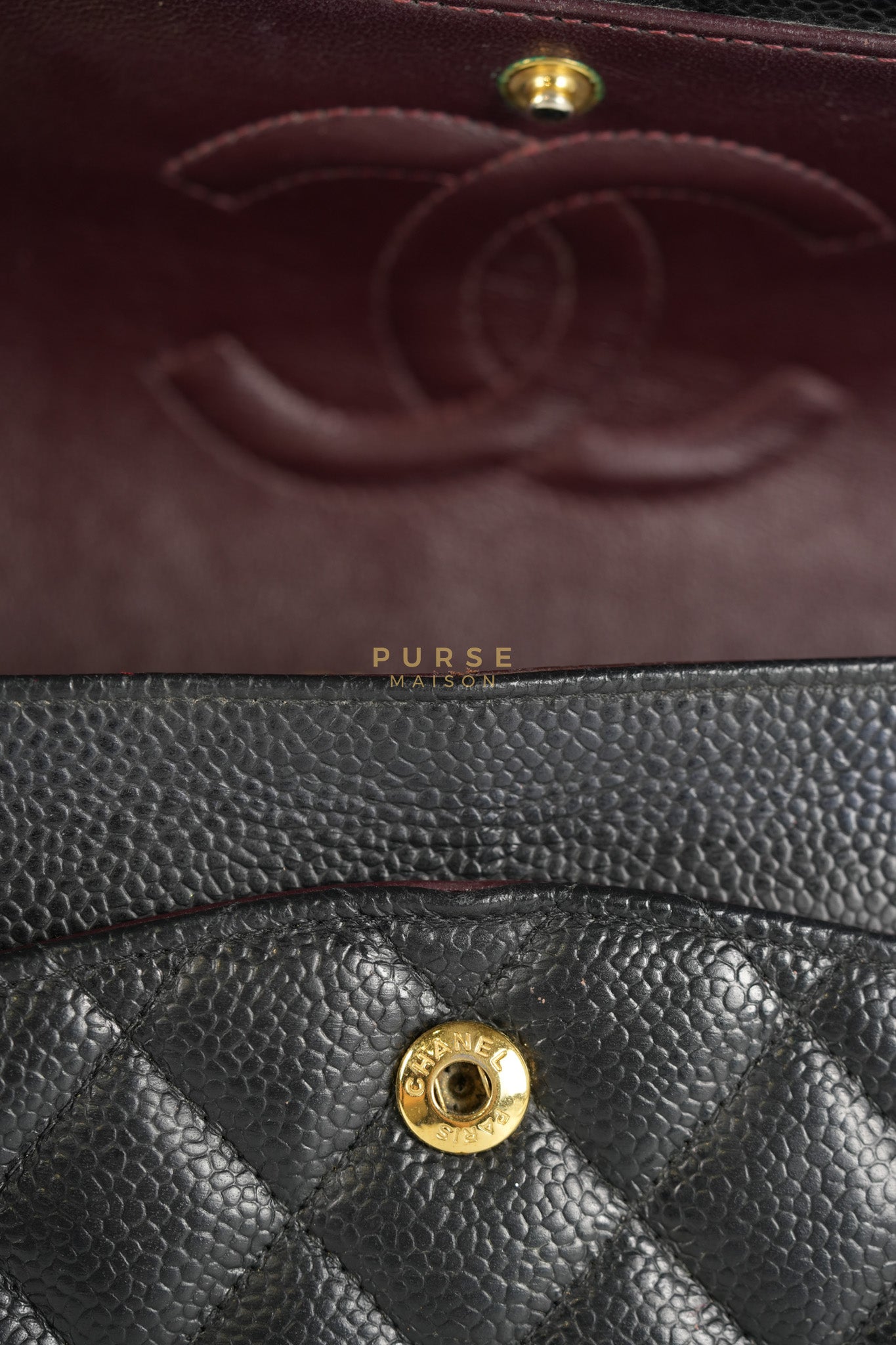 Classic Double Flap Medium in Black Caviar Leather & Gold Hardware Series 18 | Purse Maison Luxury Bags Shop