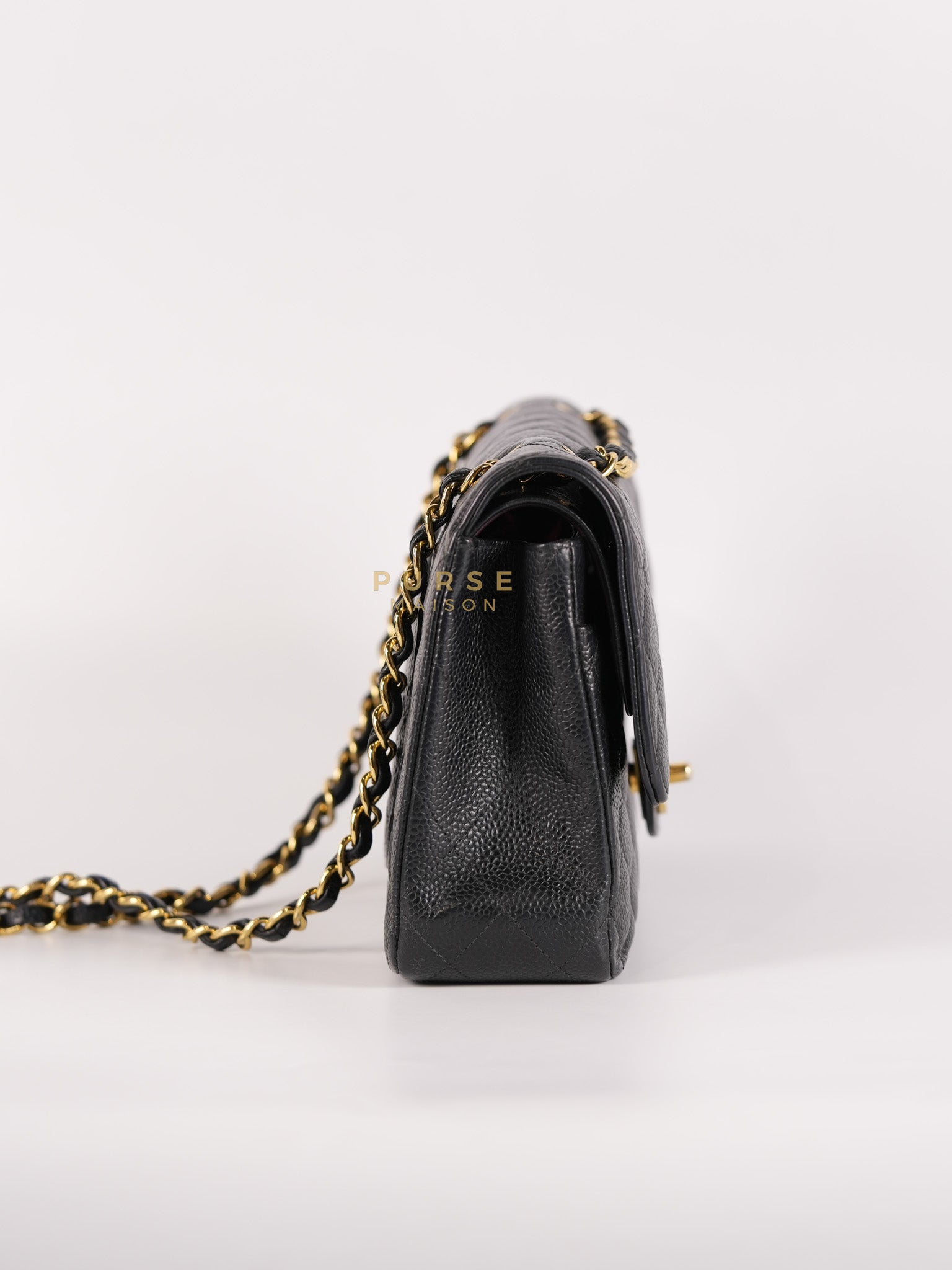 Classic Double Flap Medium in Black Caviar Leather & Gold Hardware Series 18 | Purse Maison Luxury Bags Shop