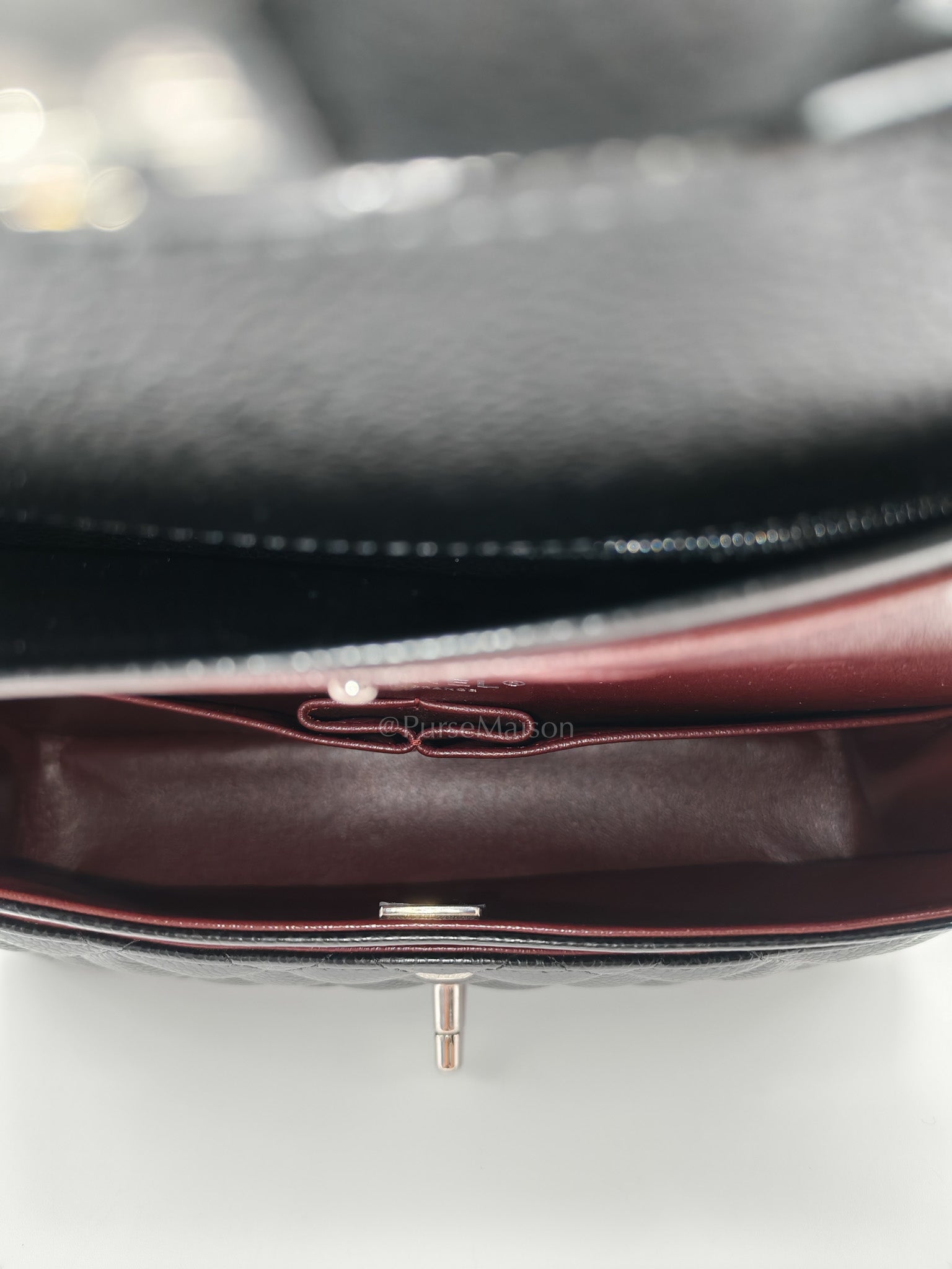 Classic Double Flap Medium in Black Caviar Leather & Silver Hardware (Microchip) | Purse Maison Luxury Bags Shop