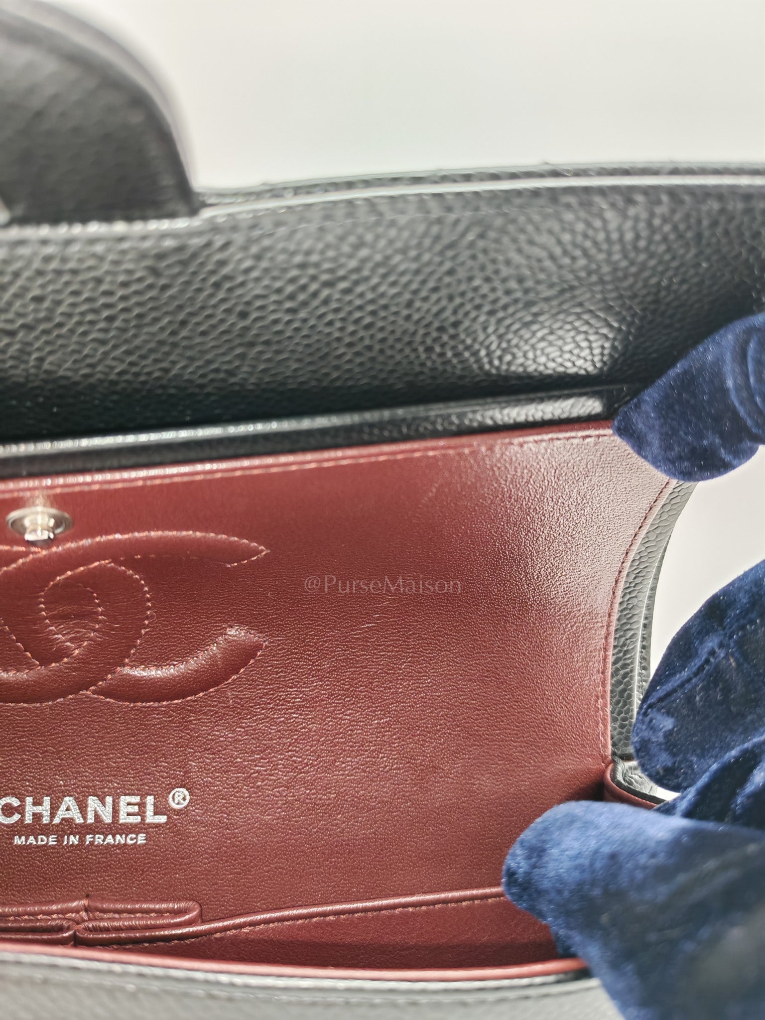 Classic Double Flap Medium in Black Caviar Leather & Silver Hardware (Microchip) | Purse Maison Luxury Bags Shop