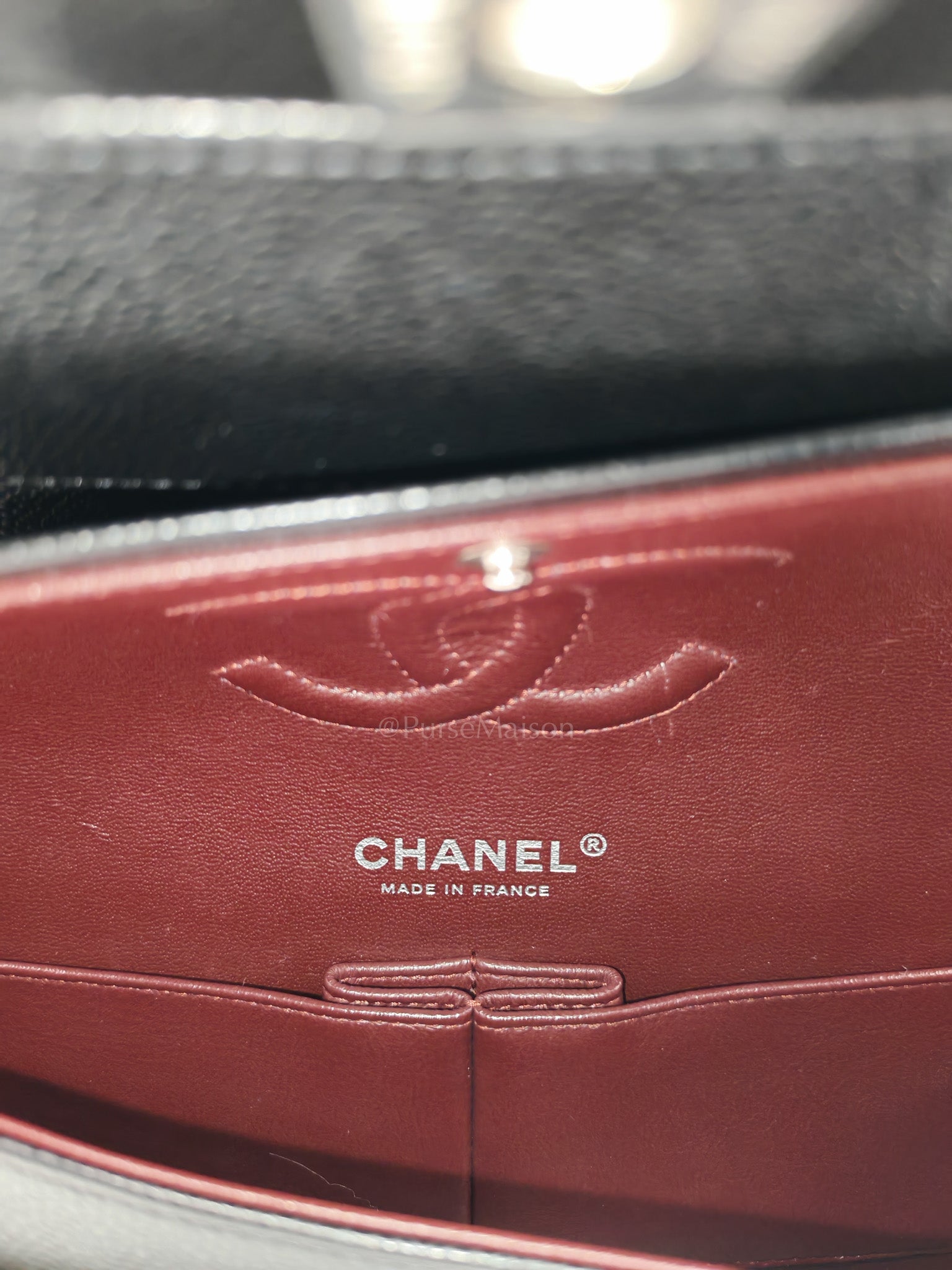 Classic Double Flap Medium in Black Caviar Leather & Silver Hardware (Microchip) | Purse Maison Luxury Bags Shop