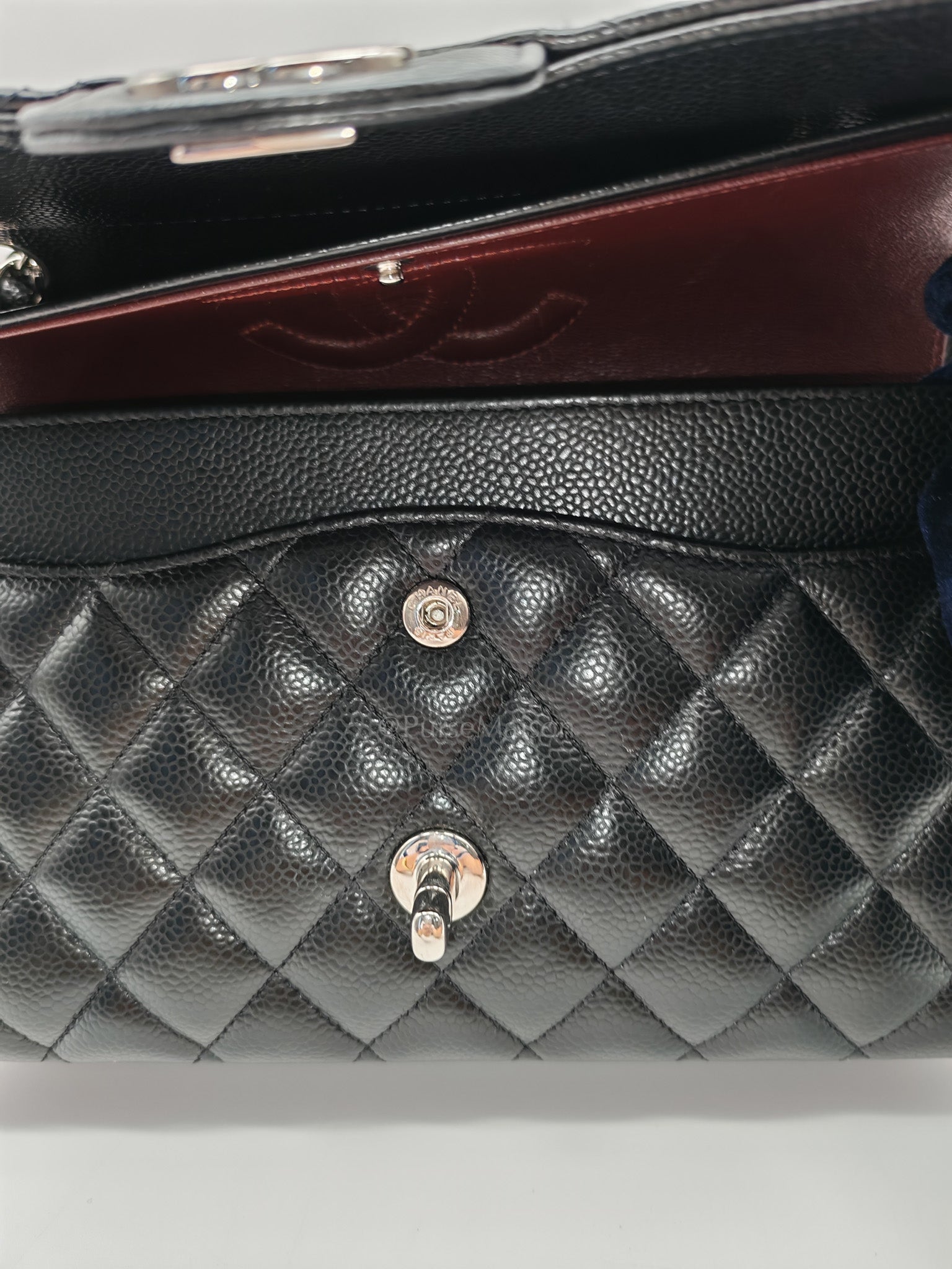 Classic Double Flap Medium in Black Caviar Leather & Silver Hardware (Microchip) | Purse Maison Luxury Bags Shop