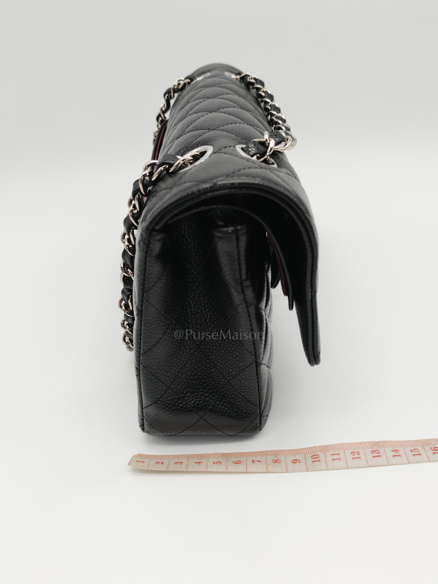 Classic Double Flap Medium in Black Caviar Leather & Silver Hardware (Microchip) | Purse Maison Luxury Bags Shop