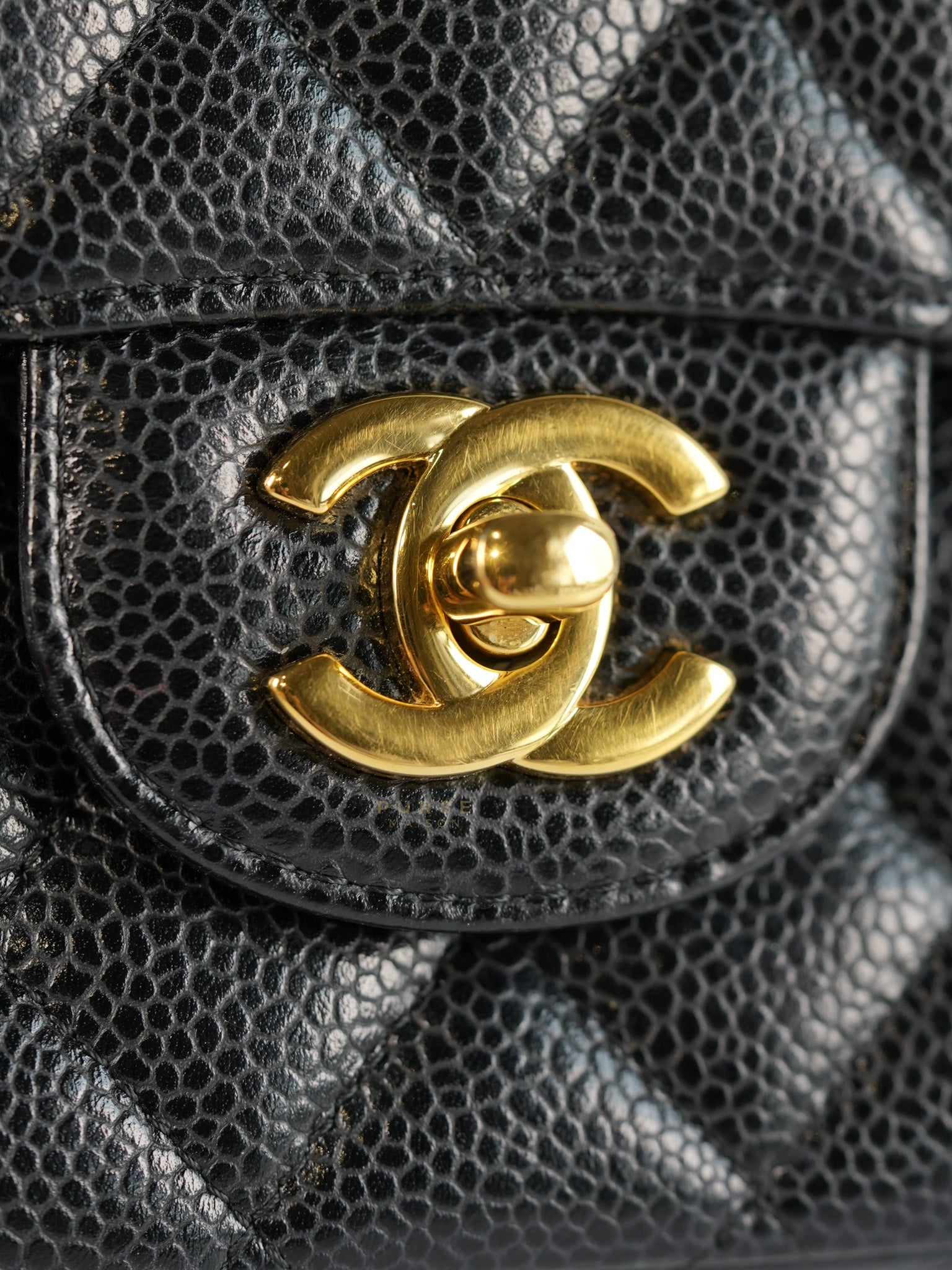 Classic Double Flap Medium In Black Caviar Leather with Gold Hardware(Series 20) | Purse Maison Luxury Bags Shop