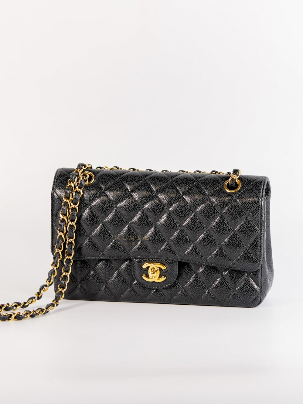 Classic Double Flap Medium In Black Caviar Leather with Gold Hardware(Series 20) | Purse Maison Luxury Bags Shop