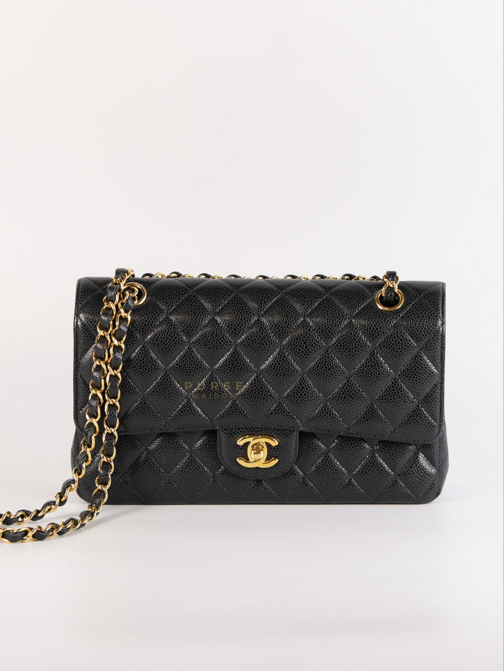 Classic Double Flap Medium In Black Caviar Leather with Gold Hardware(Series 20) | Purse Maison Luxury Bags Shop