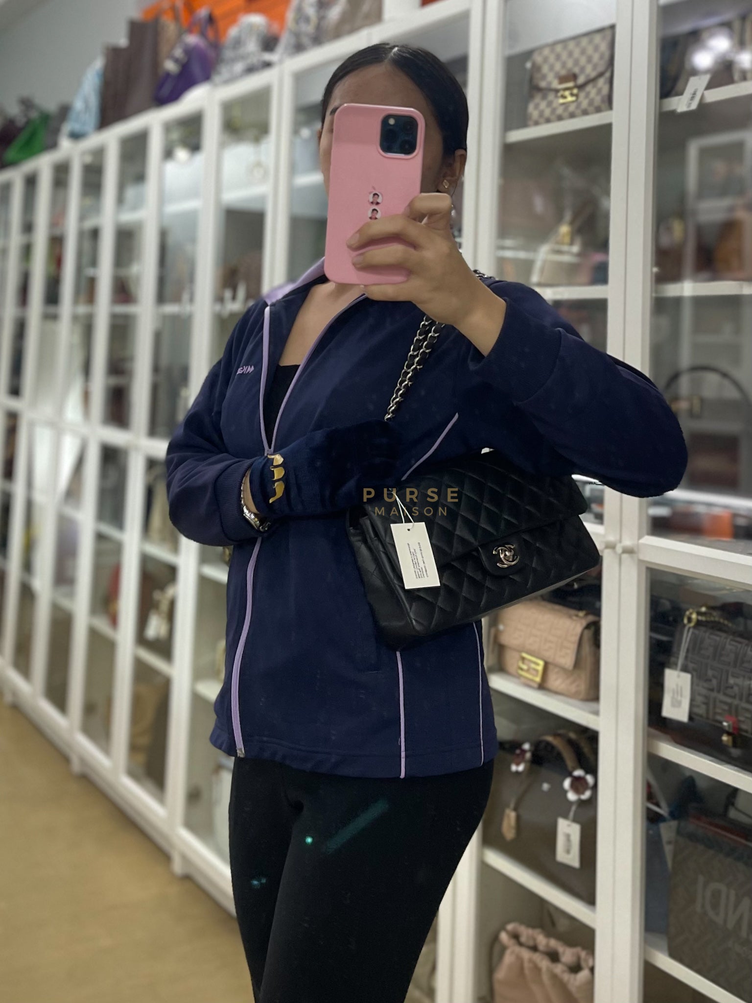 Classic Double Flap Medium in Black Lambskin Leather and Silver Hardware Series 27 | Purse Maison Luxury Bags Shop