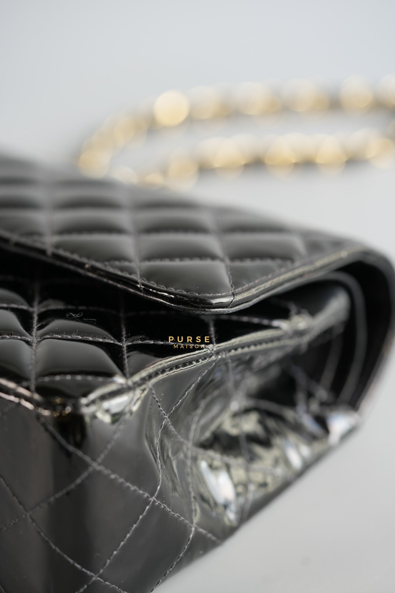 Classic Double Flap Medium in Black Patent Leather and Gold Hardware Series 7 | Purse Maison Luxury Bags Shop