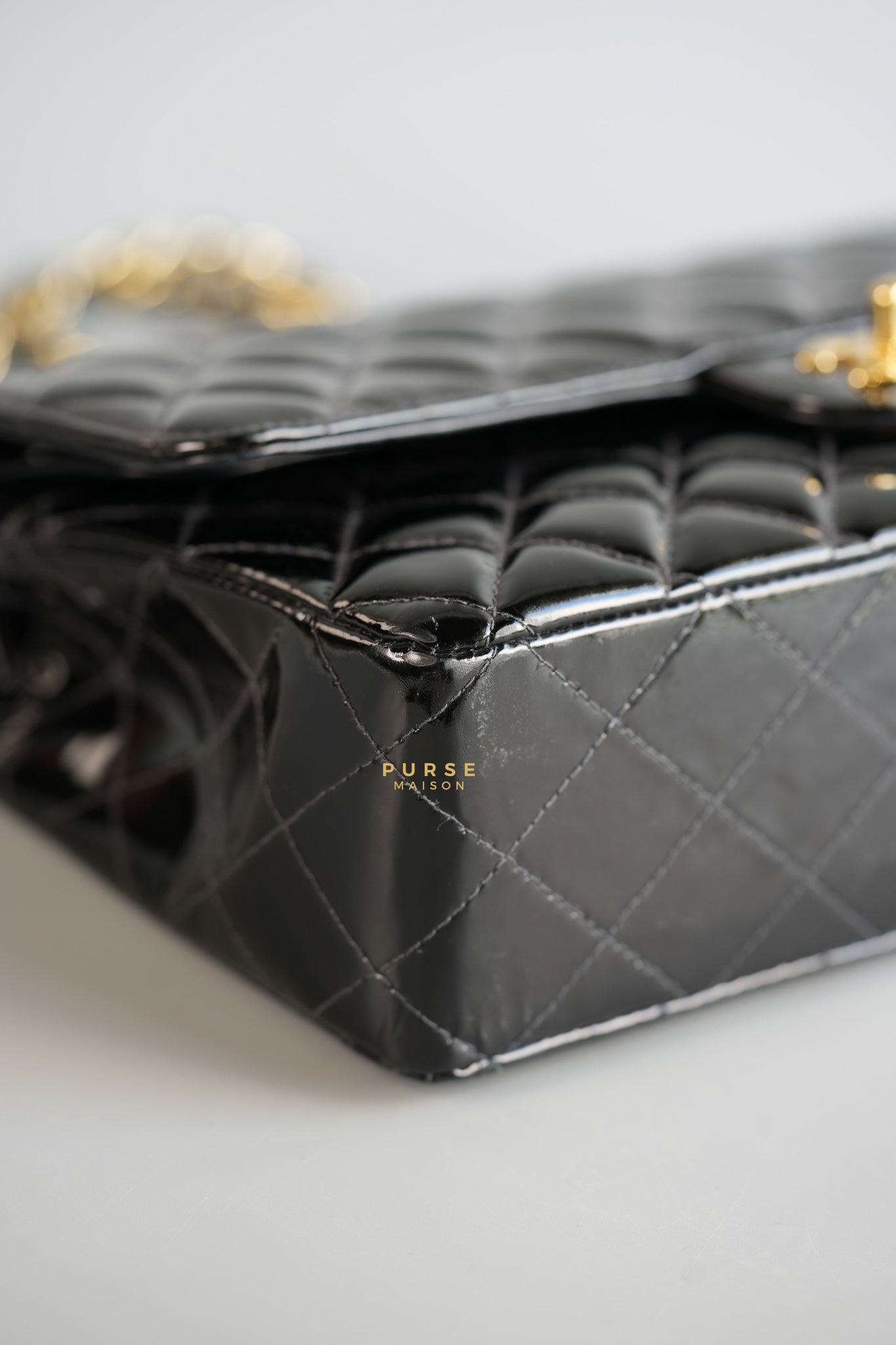 Classic Double Flap Medium in Black Patent Leather and Gold Hardware Series 7 | Purse Maison Luxury Bags Shop