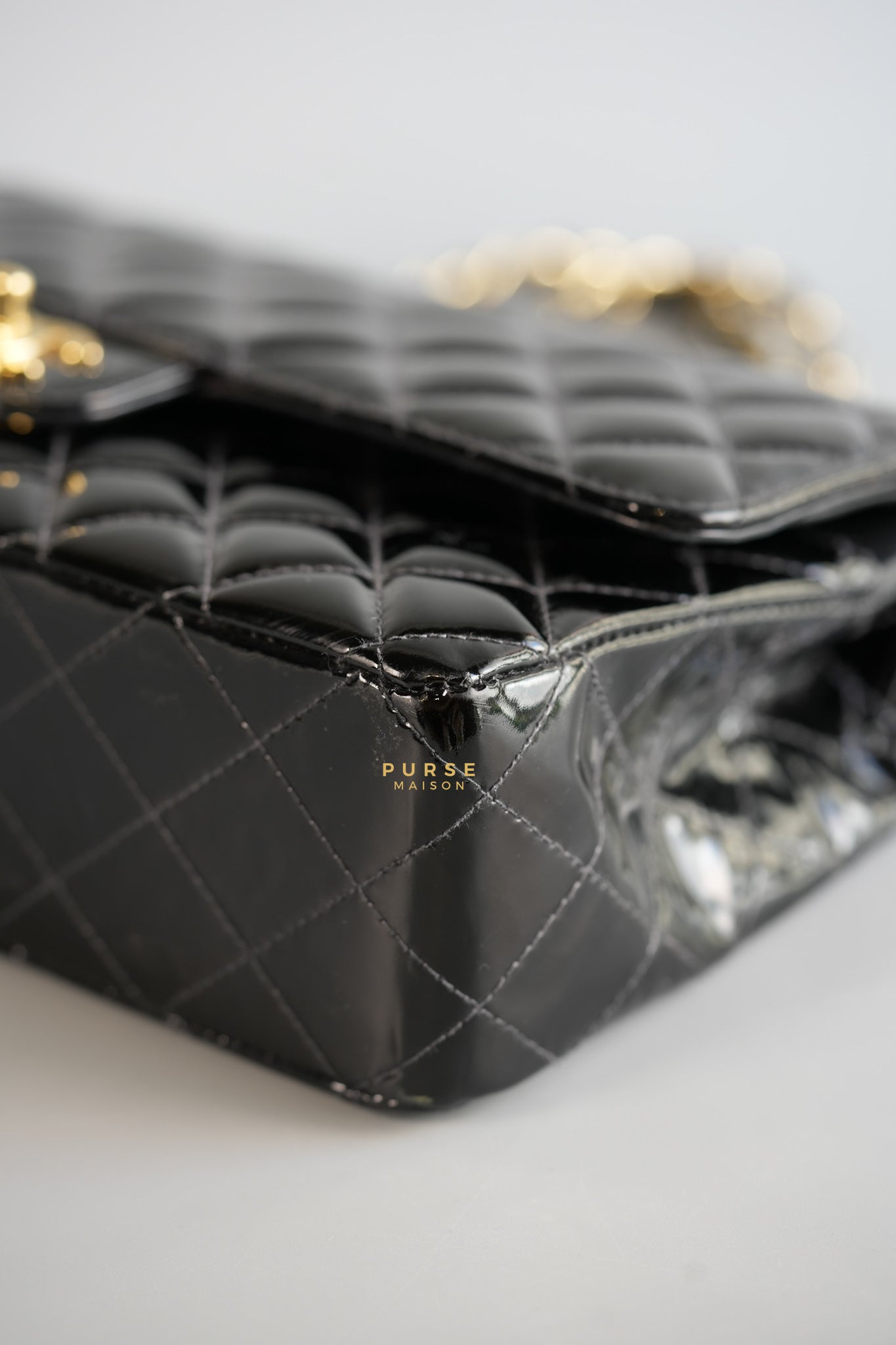 Classic Double Flap Medium in Black Patent Leather and Gold Hardware Series 7 | Purse Maison Luxury Bags Shop