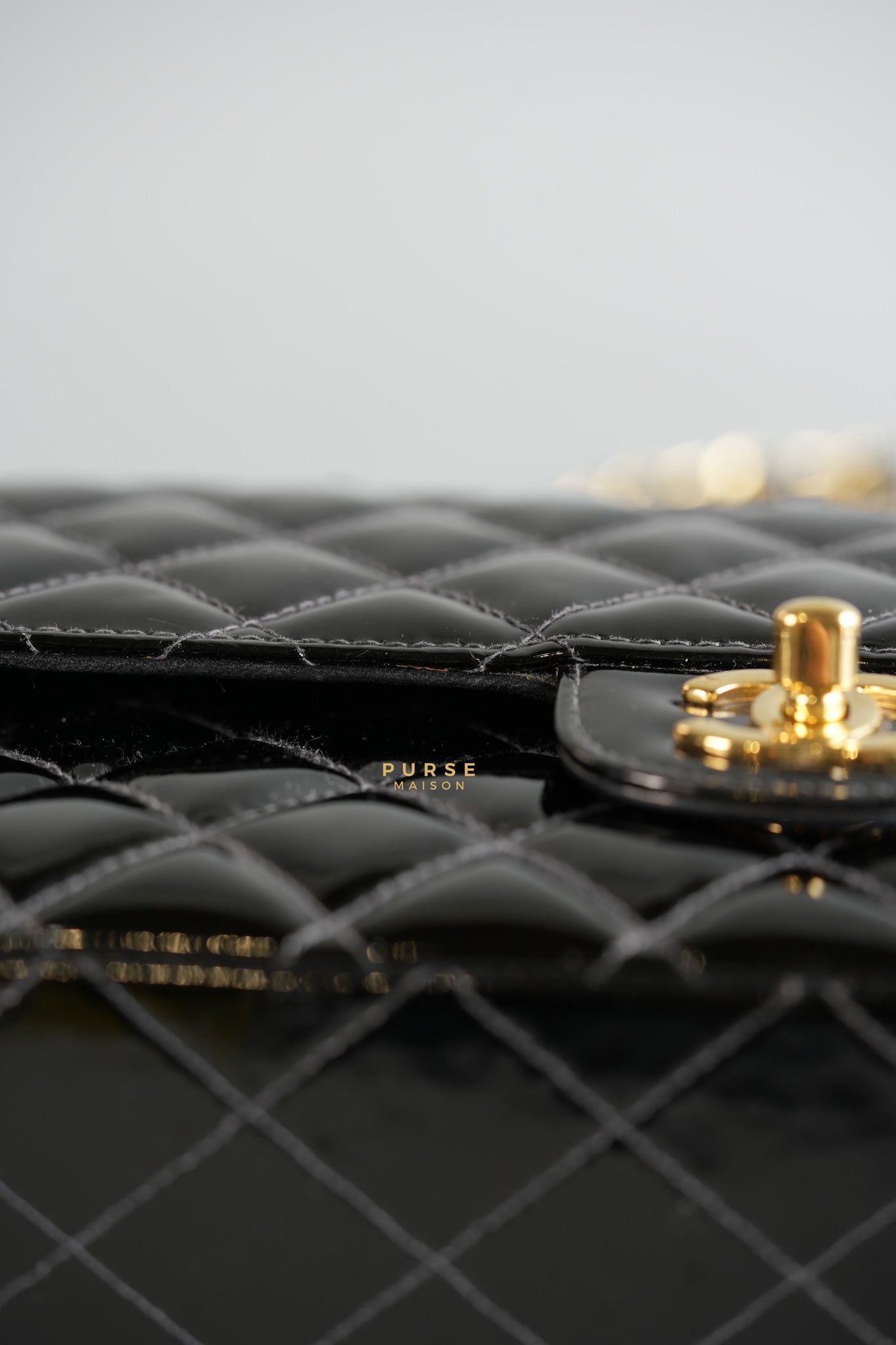 Classic Double Flap Medium in Black Patent Leather and Gold Hardware Series 7 | Purse Maison Luxury Bags Shop