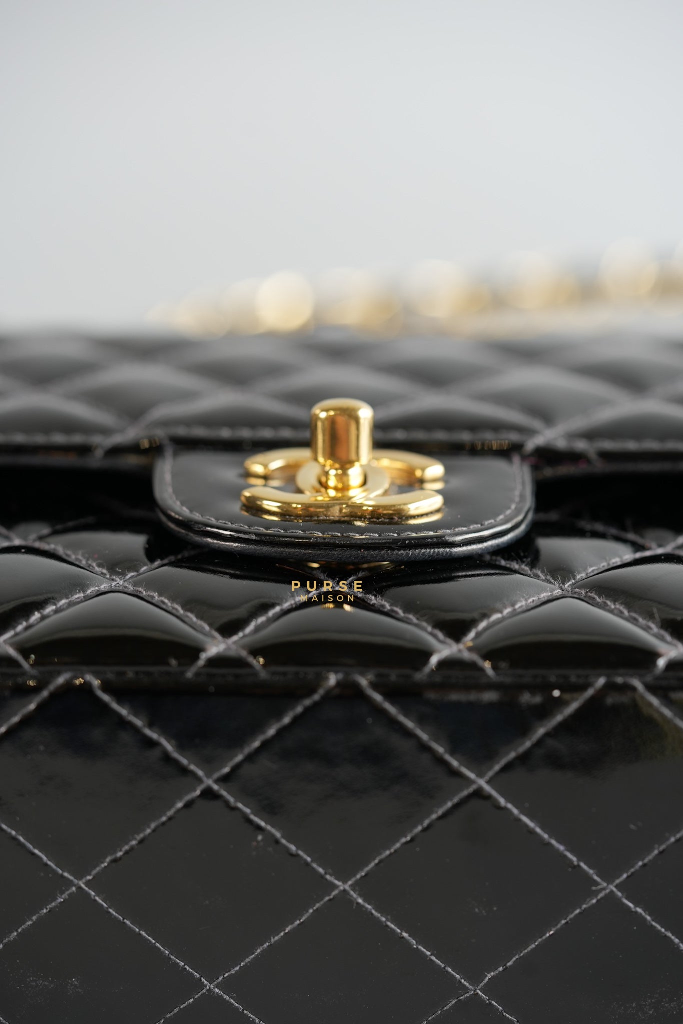 Classic Double Flap Medium in Black Patent Leather and Gold Hardware Series 7 | Purse Maison Luxury Bags Shop