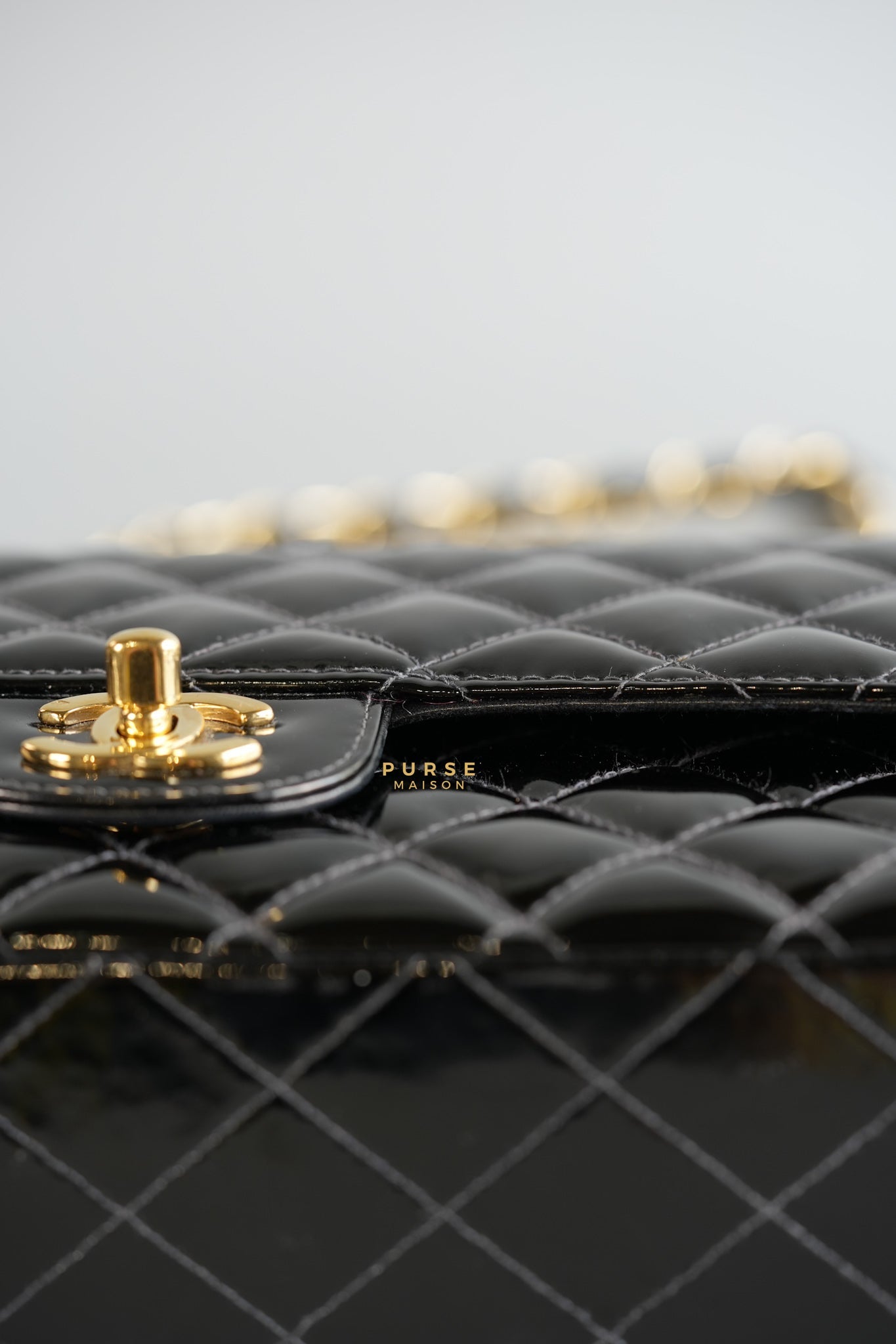 Classic Double Flap Medium in Black Patent Leather and Gold Hardware Series 7 | Purse Maison Luxury Bags Shop