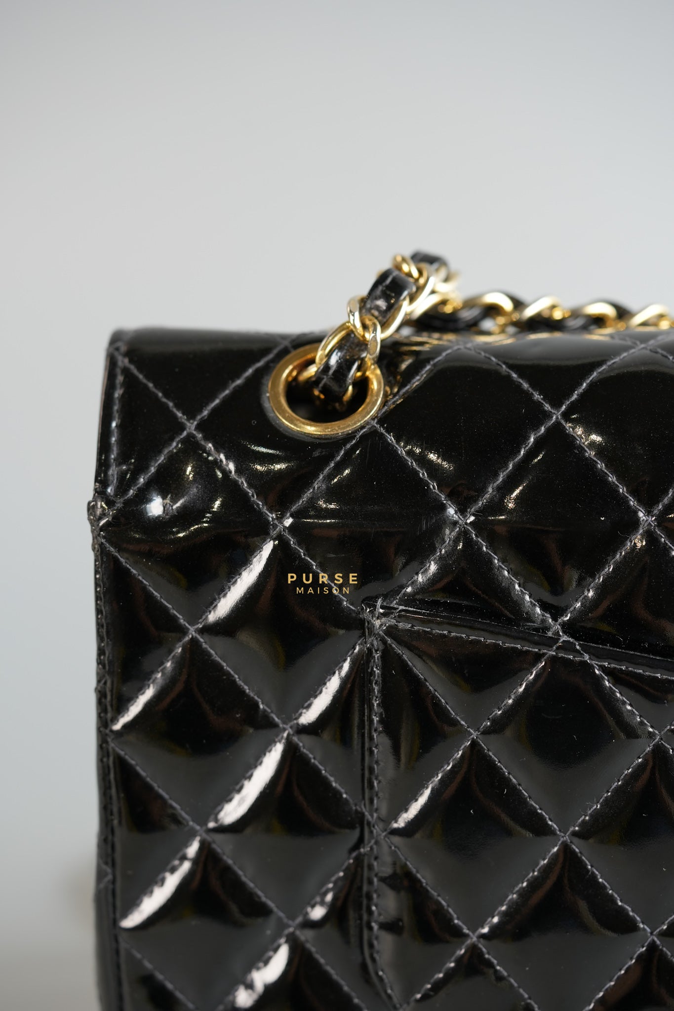 Classic Double Flap Medium in Black Patent Leather and Gold Hardware Series 7 | Purse Maison Luxury Bags Shop