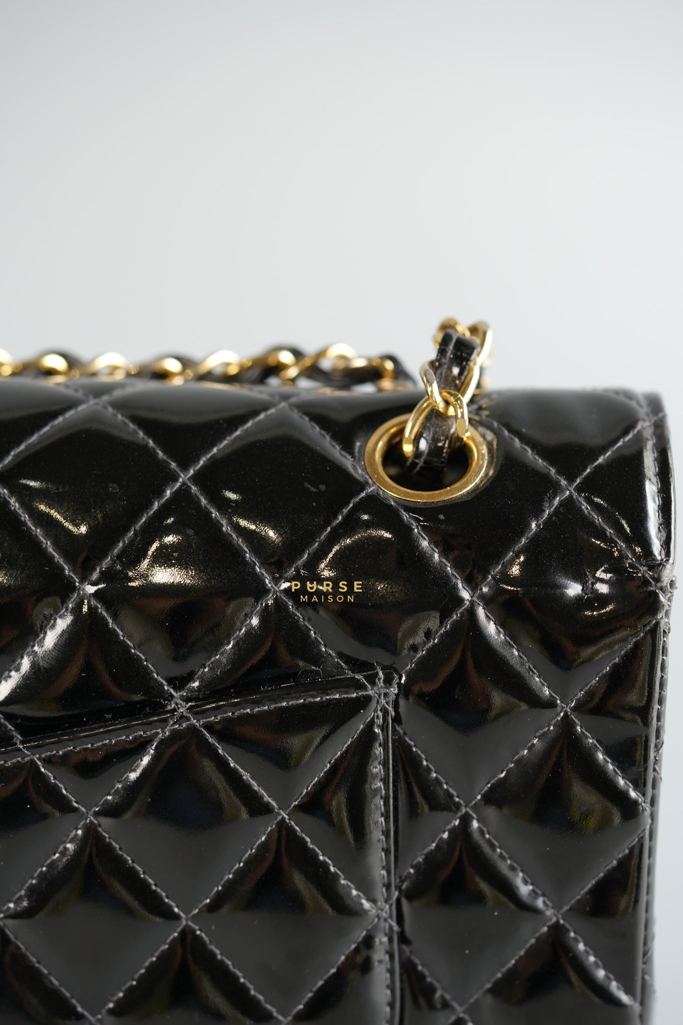 Classic Double Flap Medium in Black Patent Leather and Gold Hardware Series 7 | Purse Maison Luxury Bags Shop