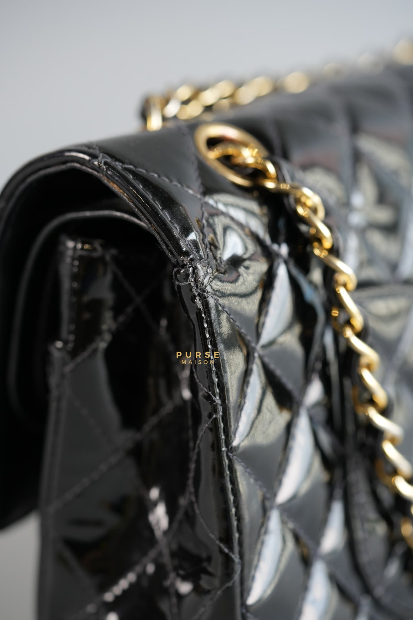 Classic Double Flap Medium in Black Patent Leather and Gold Hardware Series 7 | Purse Maison Luxury Bags Shop