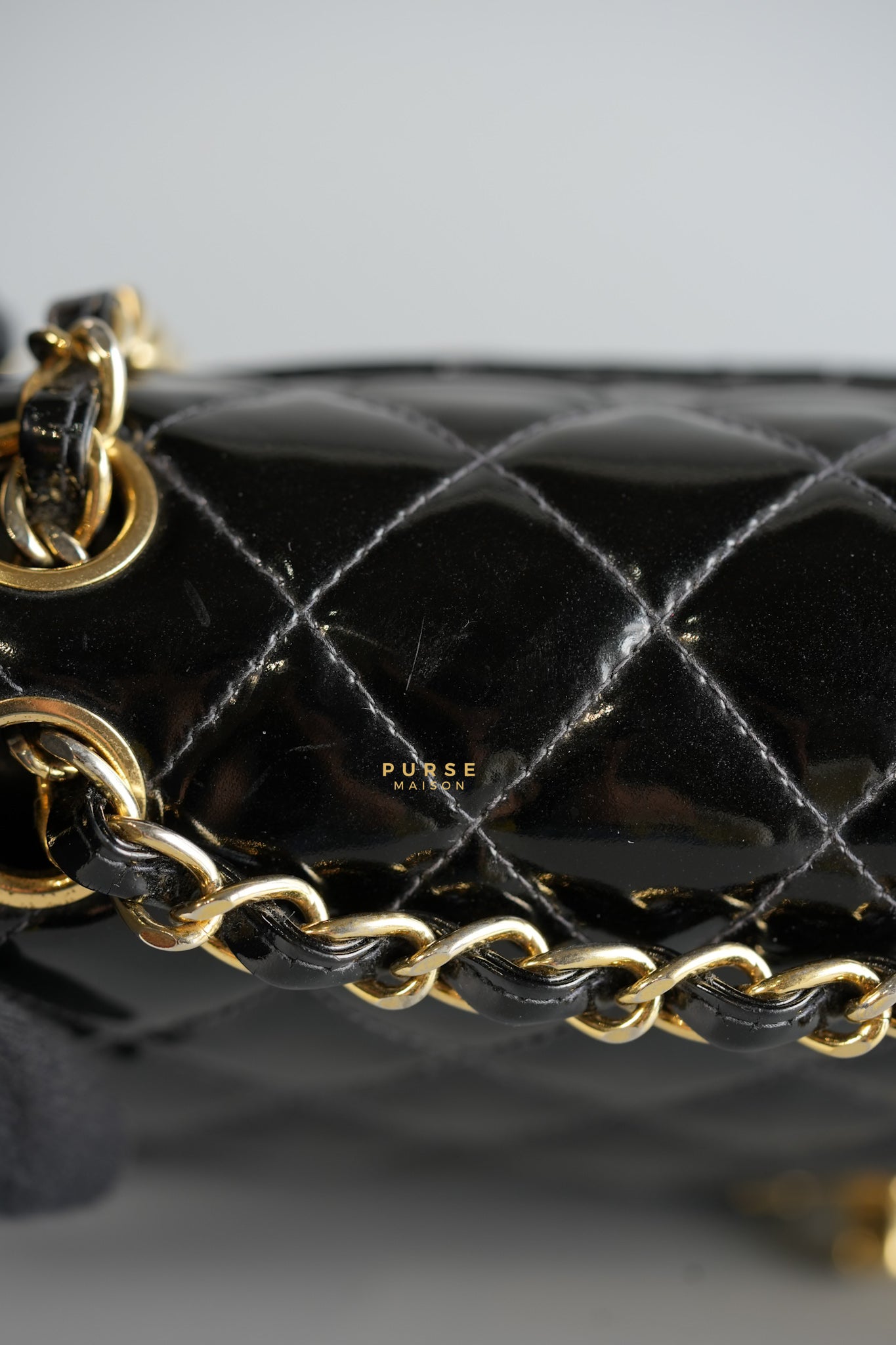 Classic Double Flap Medium in Black Patent Leather and Gold Hardware Series 7 | Purse Maison Luxury Bags Shop