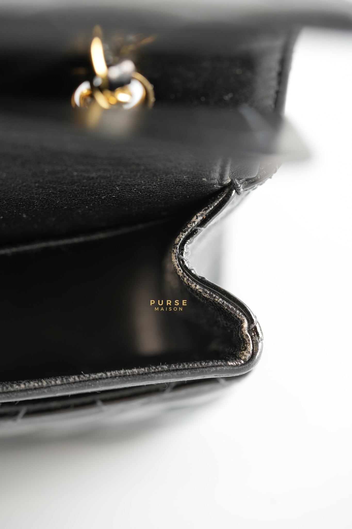 Classic Double Flap Medium in Black Patent Leather and Gold Hardware Series 7 | Purse Maison Luxury Bags Shop