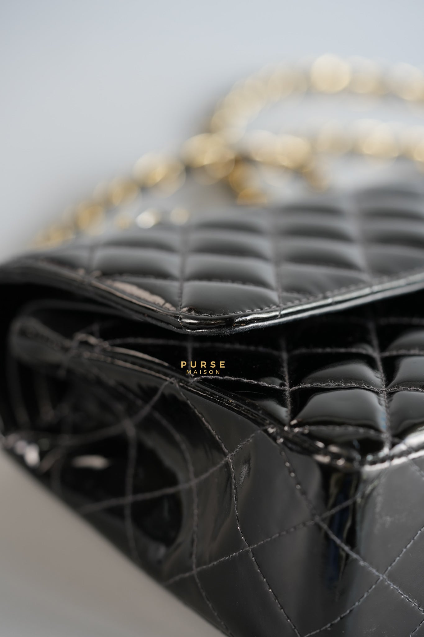 Classic Double Flap Medium in Black Patent Leather and Gold Hardware Series 7 | Purse Maison Luxury Bags Shop