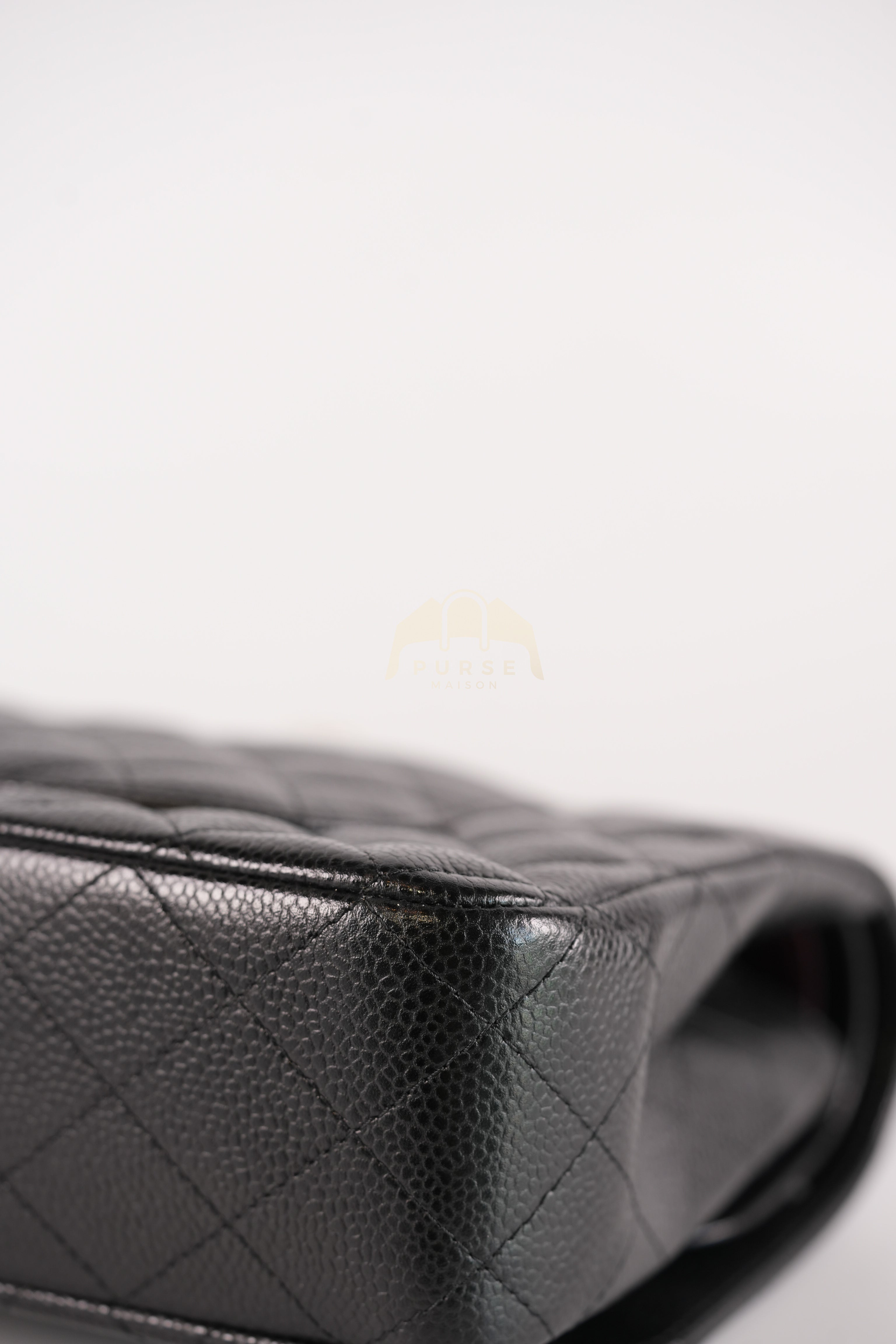 Classic Double Flap Medium in Black Quilted Caviar Leather and Gold Hardware Series 25 | Purse Maison Luxury Bags Shop