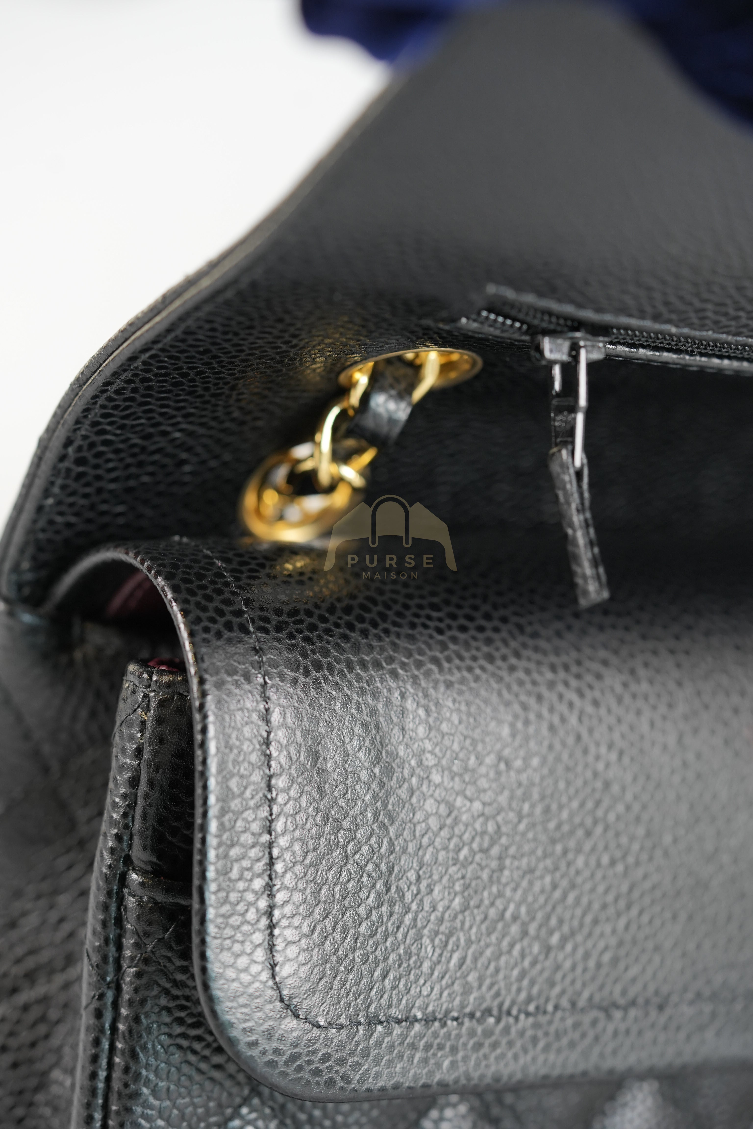 Classic Double Flap Medium in Black Quilted Caviar Leather and Gold Hardware Series 25 | Purse Maison Luxury Bags Shop