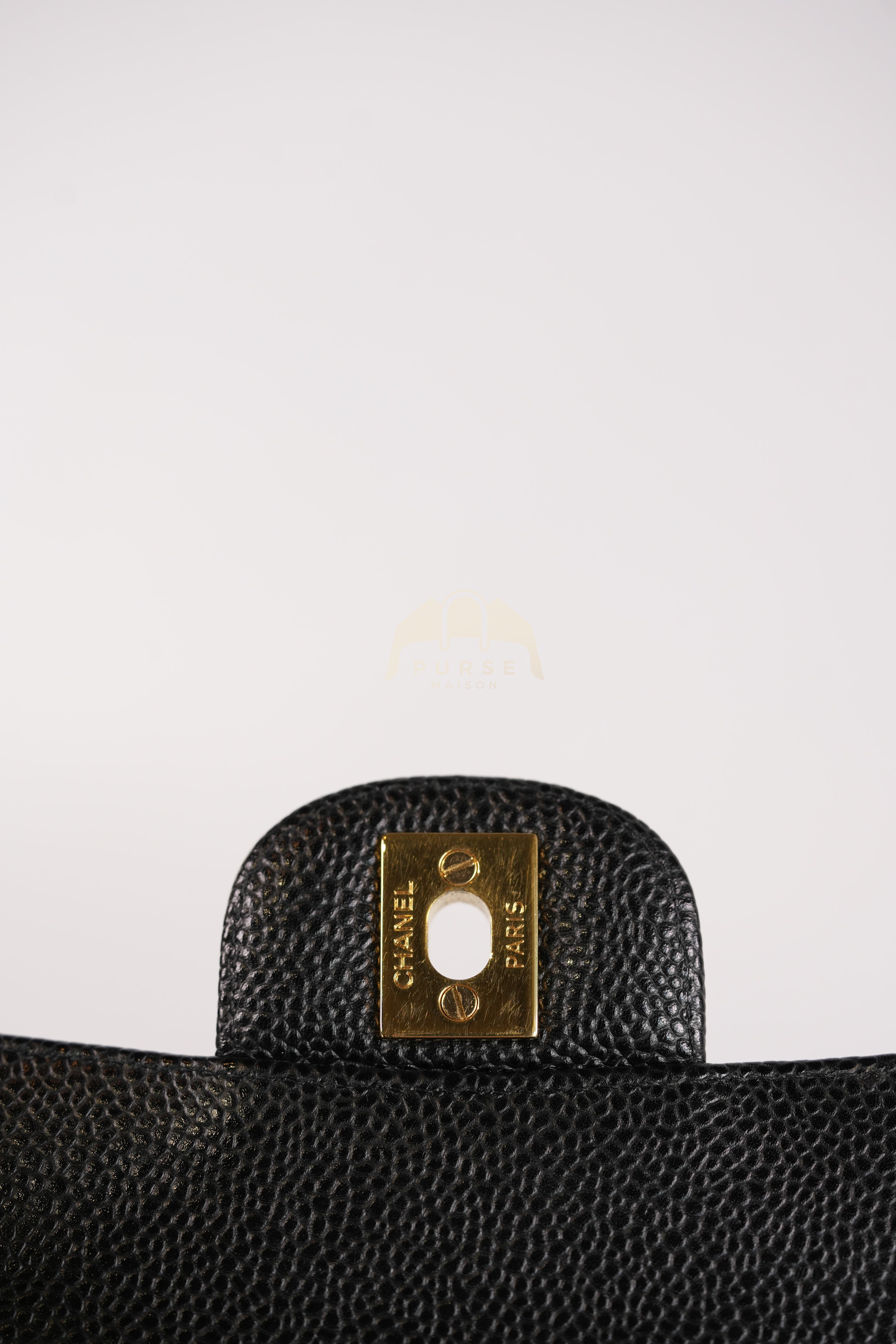 Classic Double Flap Medium in Black Quilted Caviar Leather and Gold Hardware Series 25 | Purse Maison Luxury Bags Shop