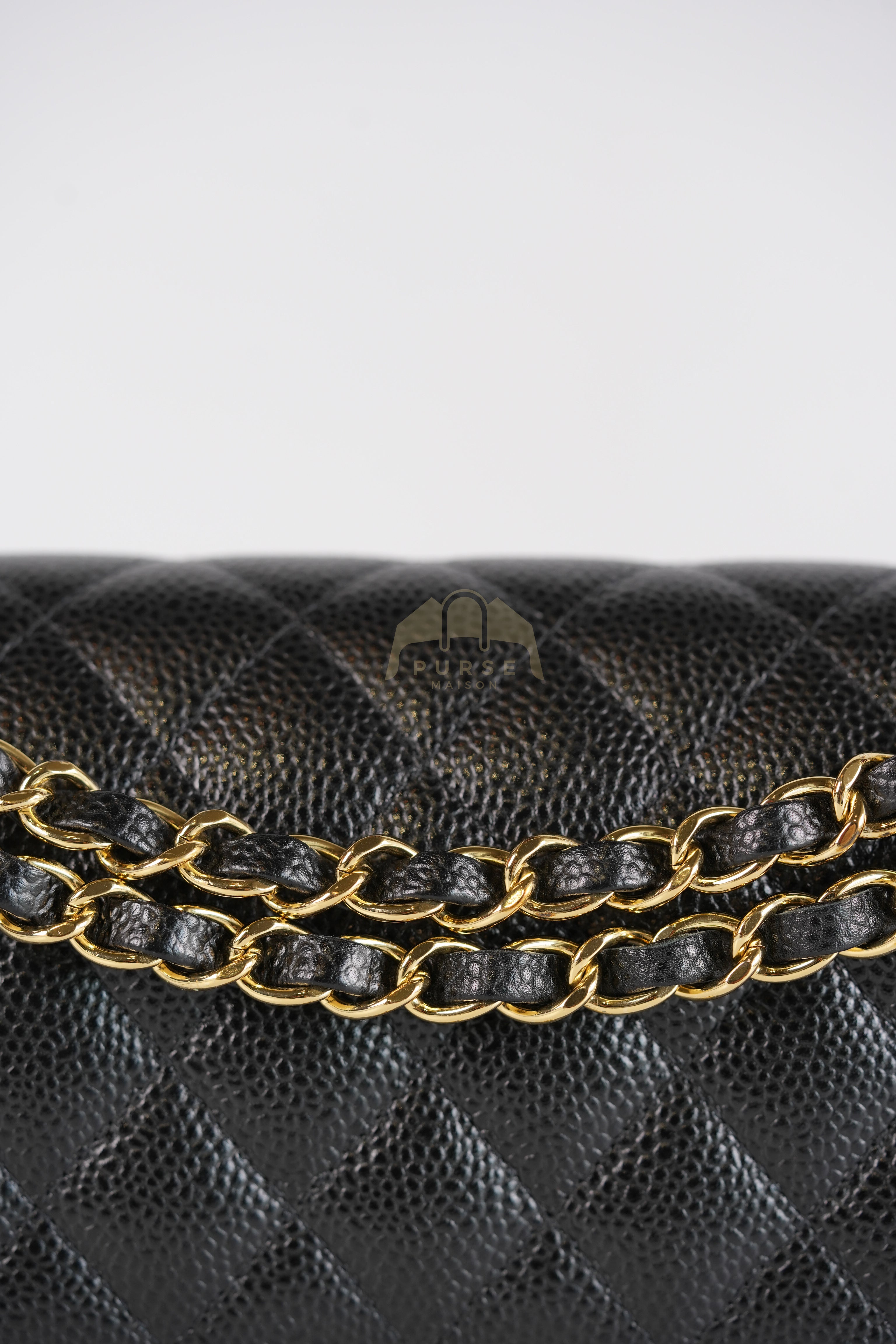 Classic Double Flap Medium in Black Quilted Caviar Leather and Gold Hardware Series 25 | Purse Maison Luxury Bags Shop