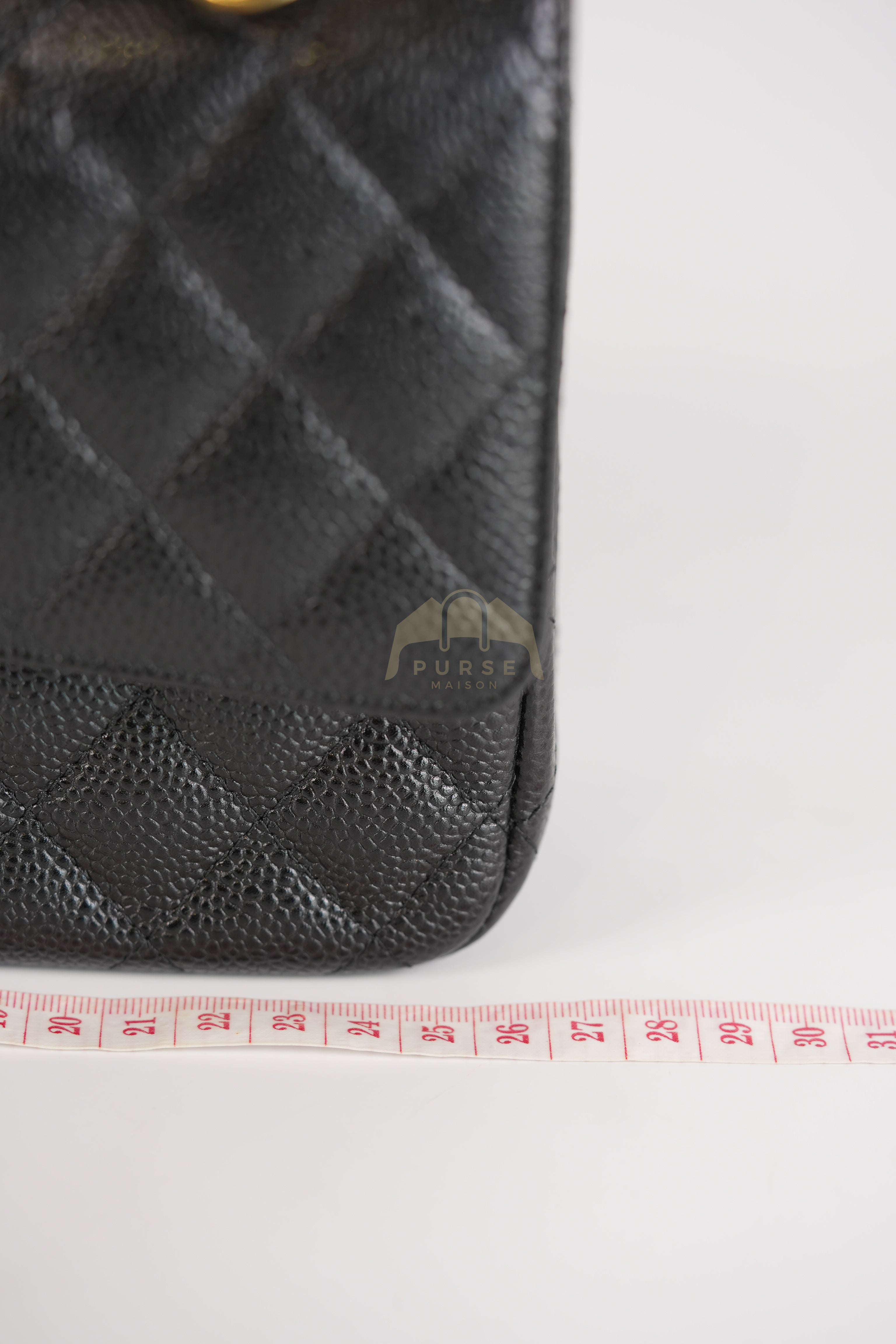 Classic Double Flap Medium in Black Quilted Caviar Leather and Gold Hardware Series 25 | Purse Maison Luxury Bags Shop