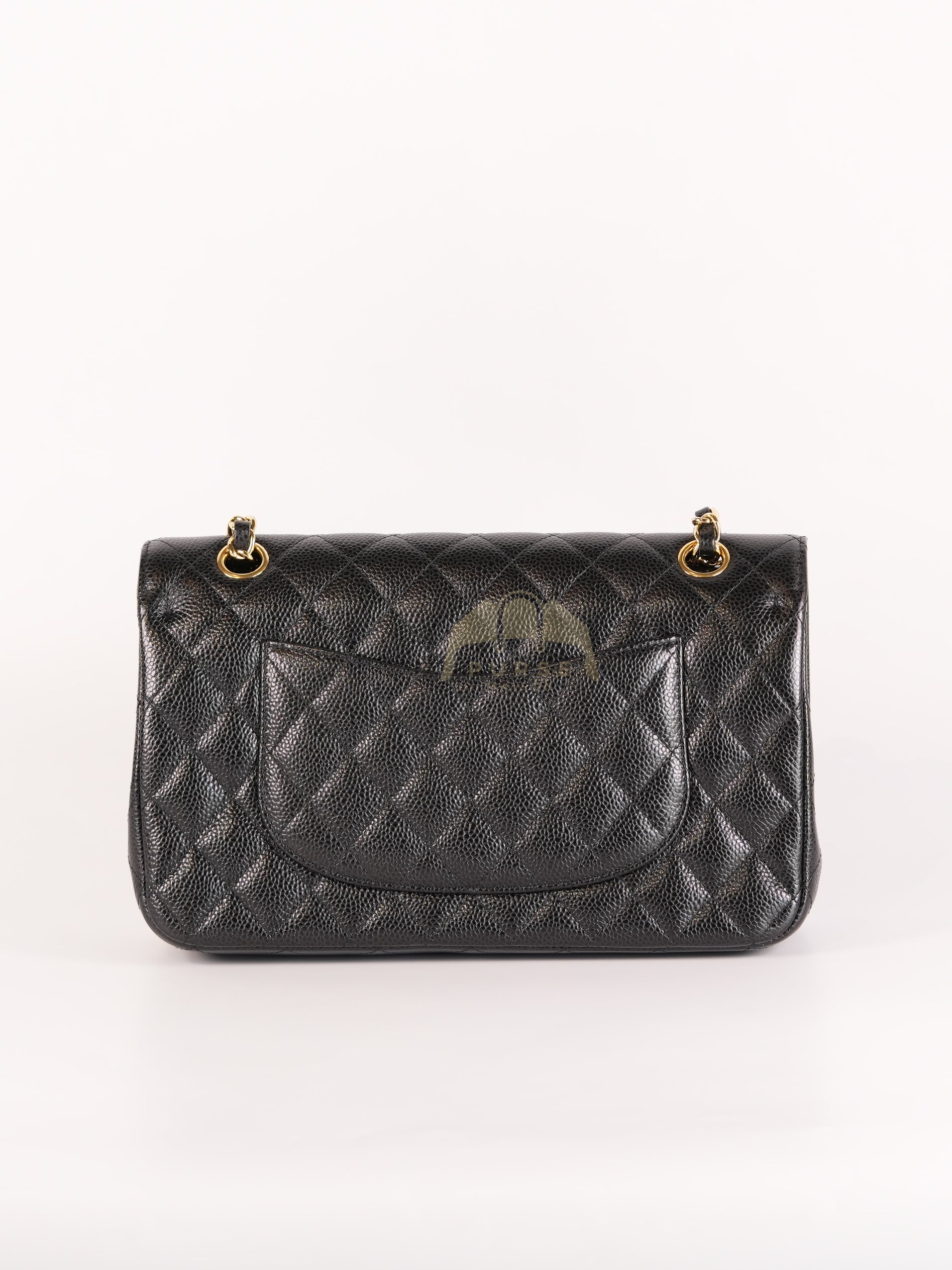 Classic Double Flap Medium in Black Quilted Caviar Leather and Gold Hardware Series 25 | Purse Maison Luxury Bags Shop