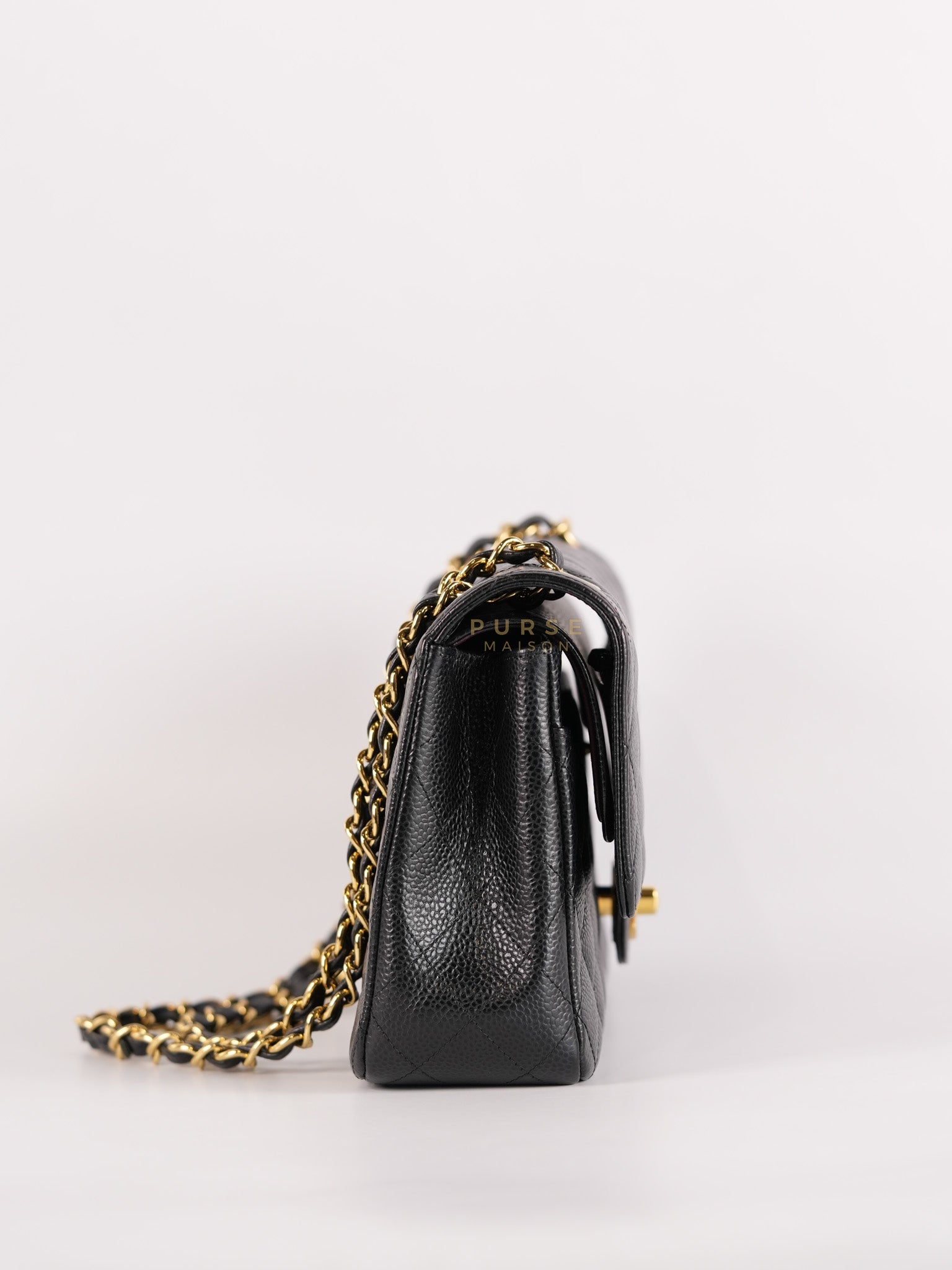 Classic Double Flap Medium in Black Quilted Caviar Leather and Gold Hardware Series 25 | Purse Maison Luxury Bags Shop