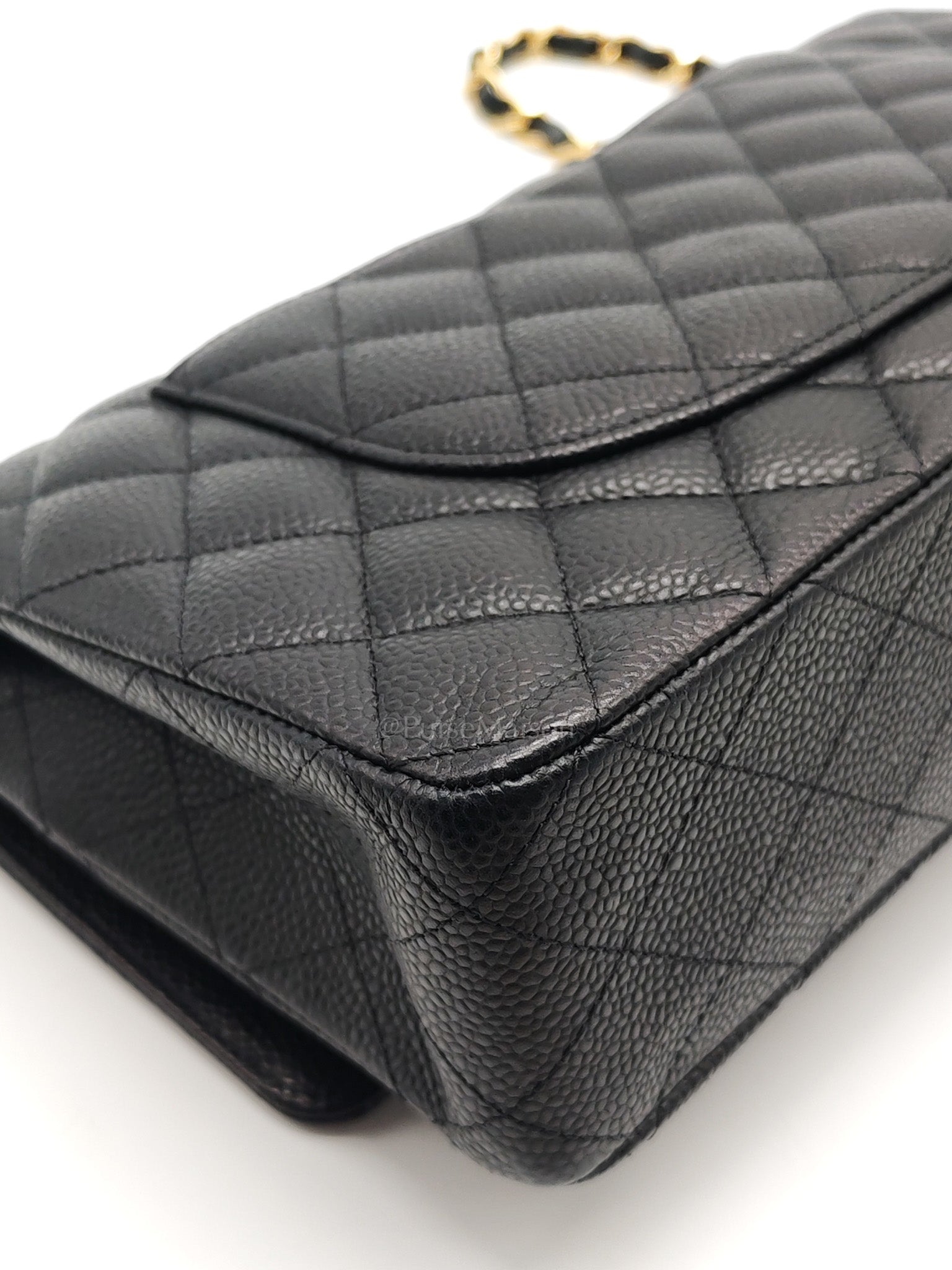 Classic Double Flap Medium in Black Quilted Caviar Leather and Gold Hardware Series 28 | Purse Maison Luxury Bags Shop