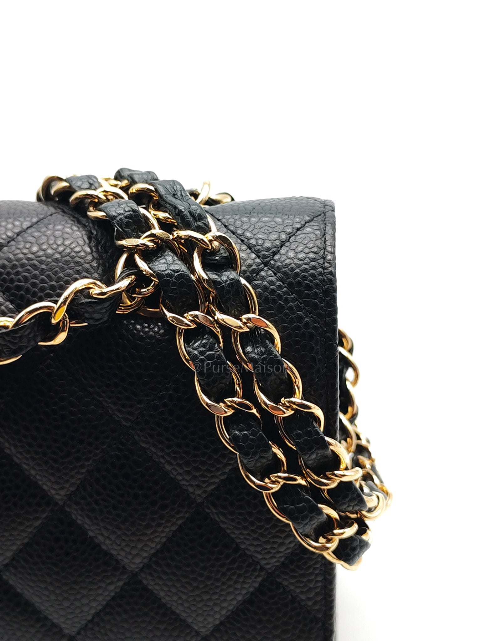 Classic Double Flap Medium in Black Quilted Caviar Leather and Gold Hardware Series 28 | Purse Maison Luxury Bags Shop