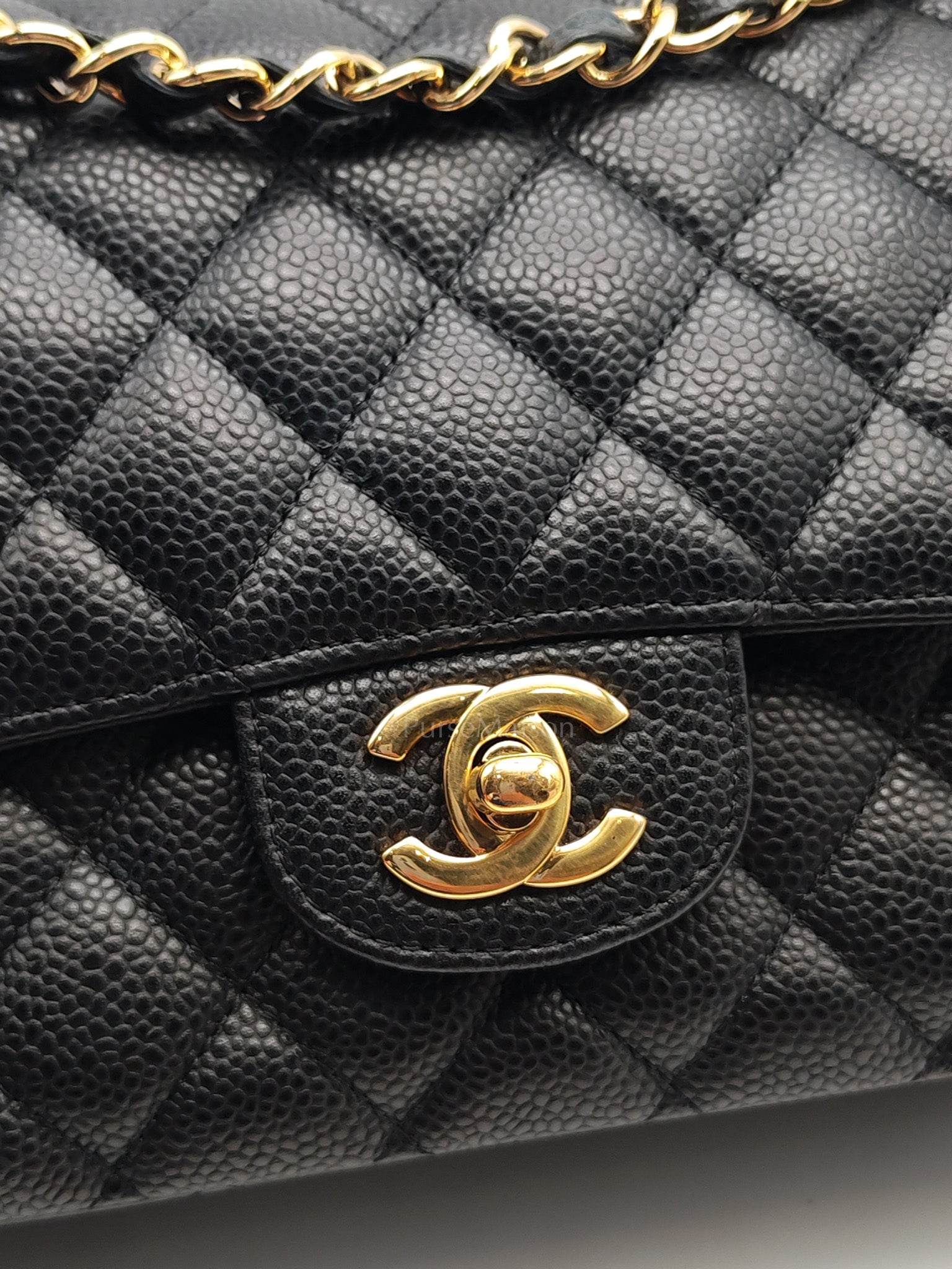 Classic Double Flap Medium in Black Quilted Caviar Leather and Gold Hardware Series 28 | Purse Maison Luxury Bags Shop