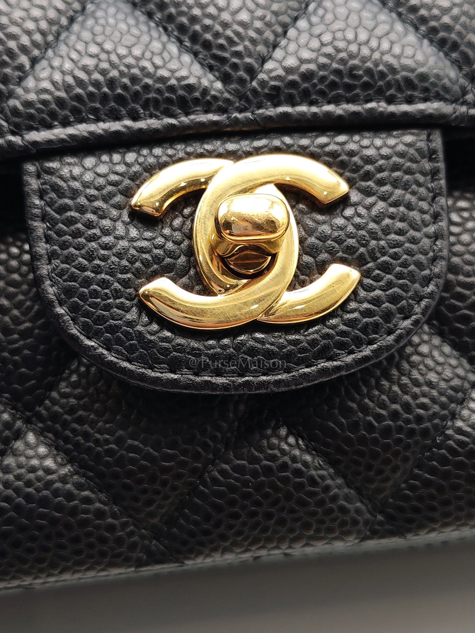 Classic Double Flap Medium in Black Quilted Caviar Leather and Gold Hardware Series 28 | Purse Maison Luxury Bags Shop