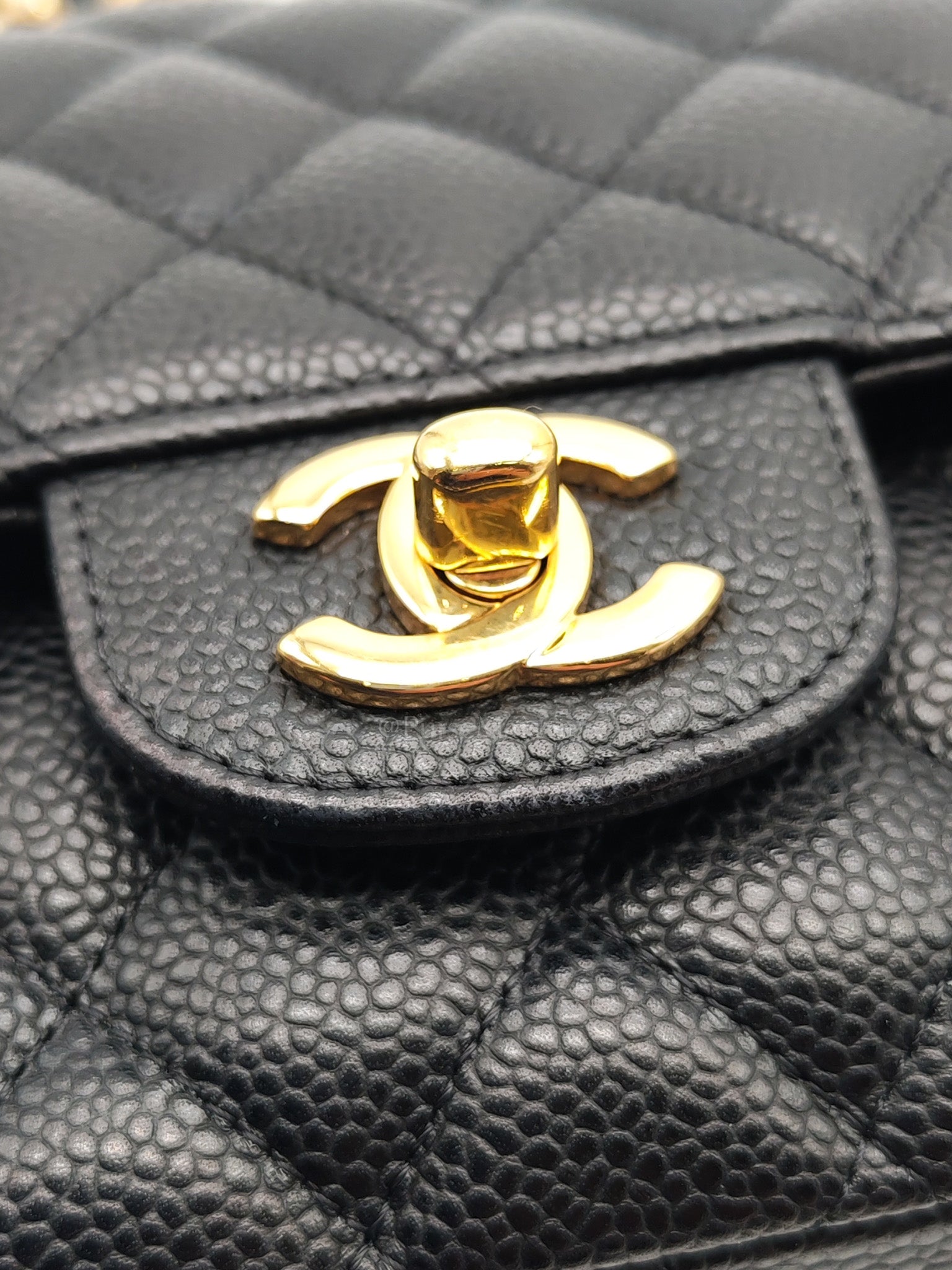 Classic Double Flap Medium in Black Quilted Caviar Leather and Gold Hardware Series 28 | Purse Maison Luxury Bags Shop